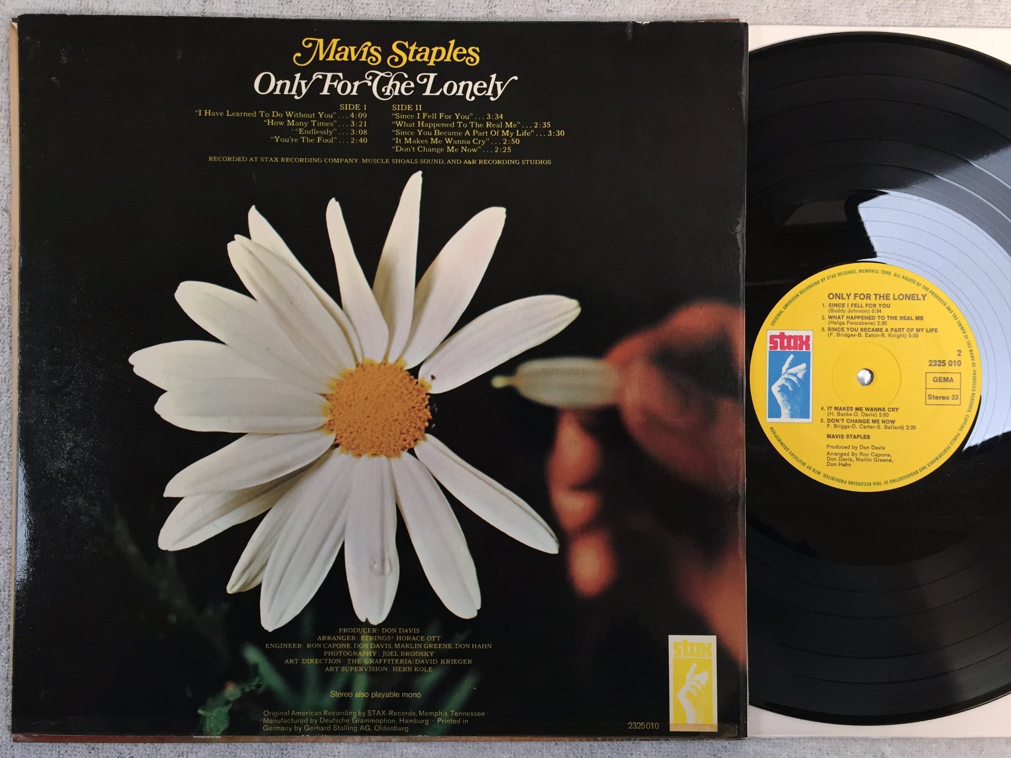 Omslagsbild för skivan MAVIS STAPLES only for the lonely LP Ger STAX 2325 010 