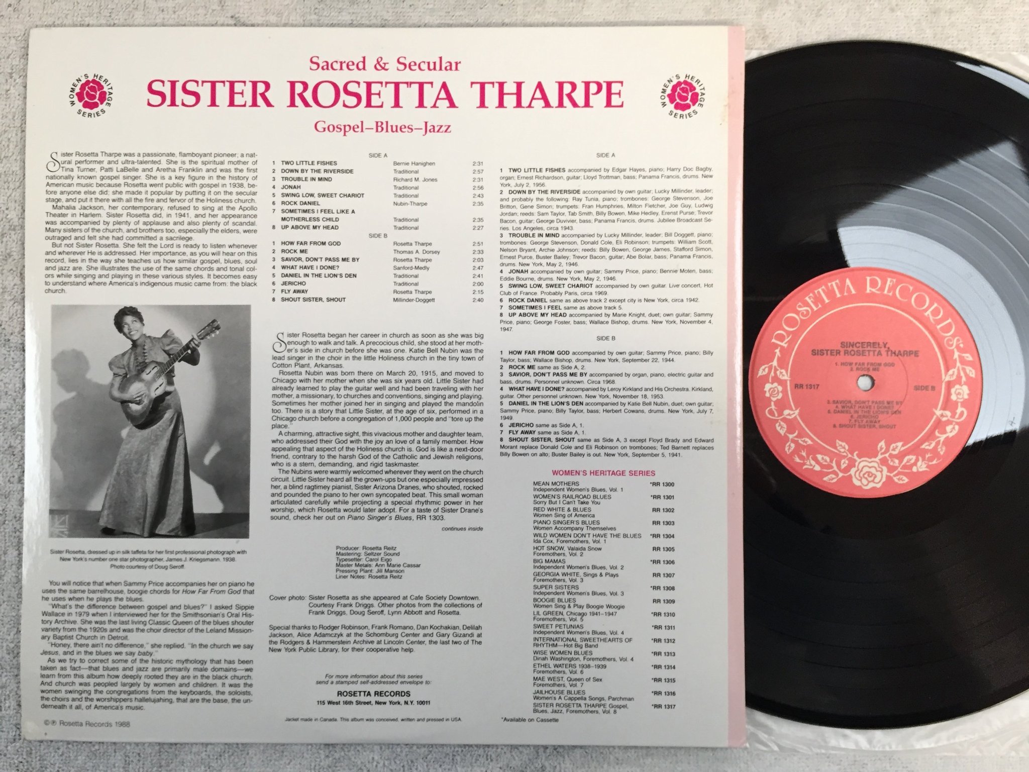 Omslagsbild för skivan SISTER ROSETTA THARPE sincerely LP -88 US ROSETTA RR 1317