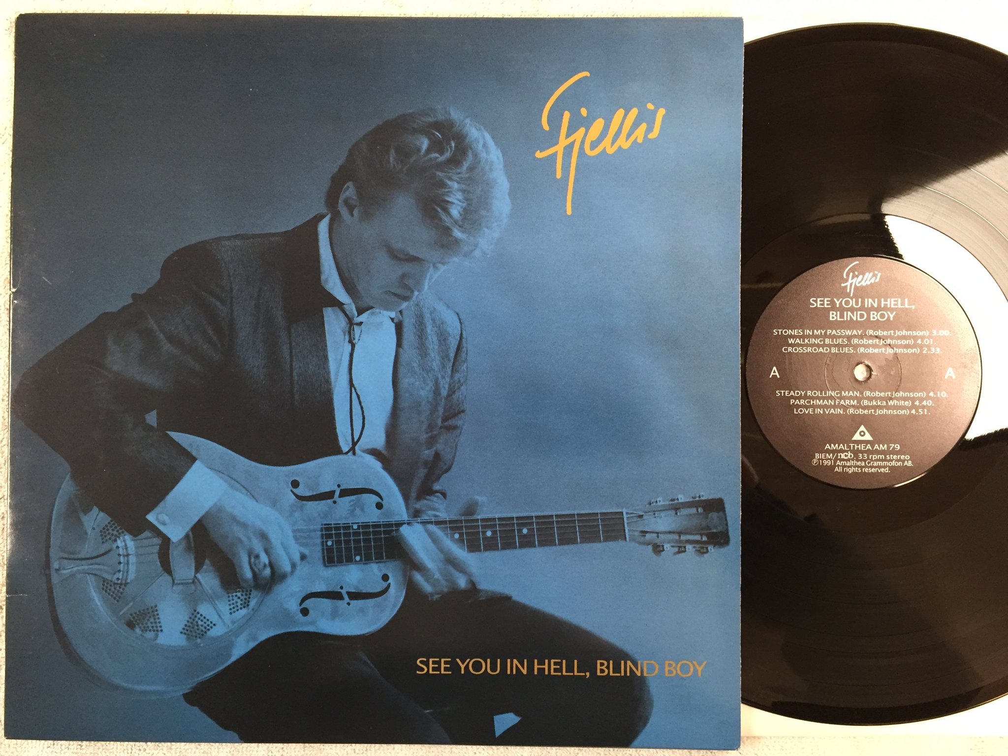 Omslagsbild för skivan FJELLIS see you in hell blind boy LP -91 Swe AMALTHEA AM 79 blues
