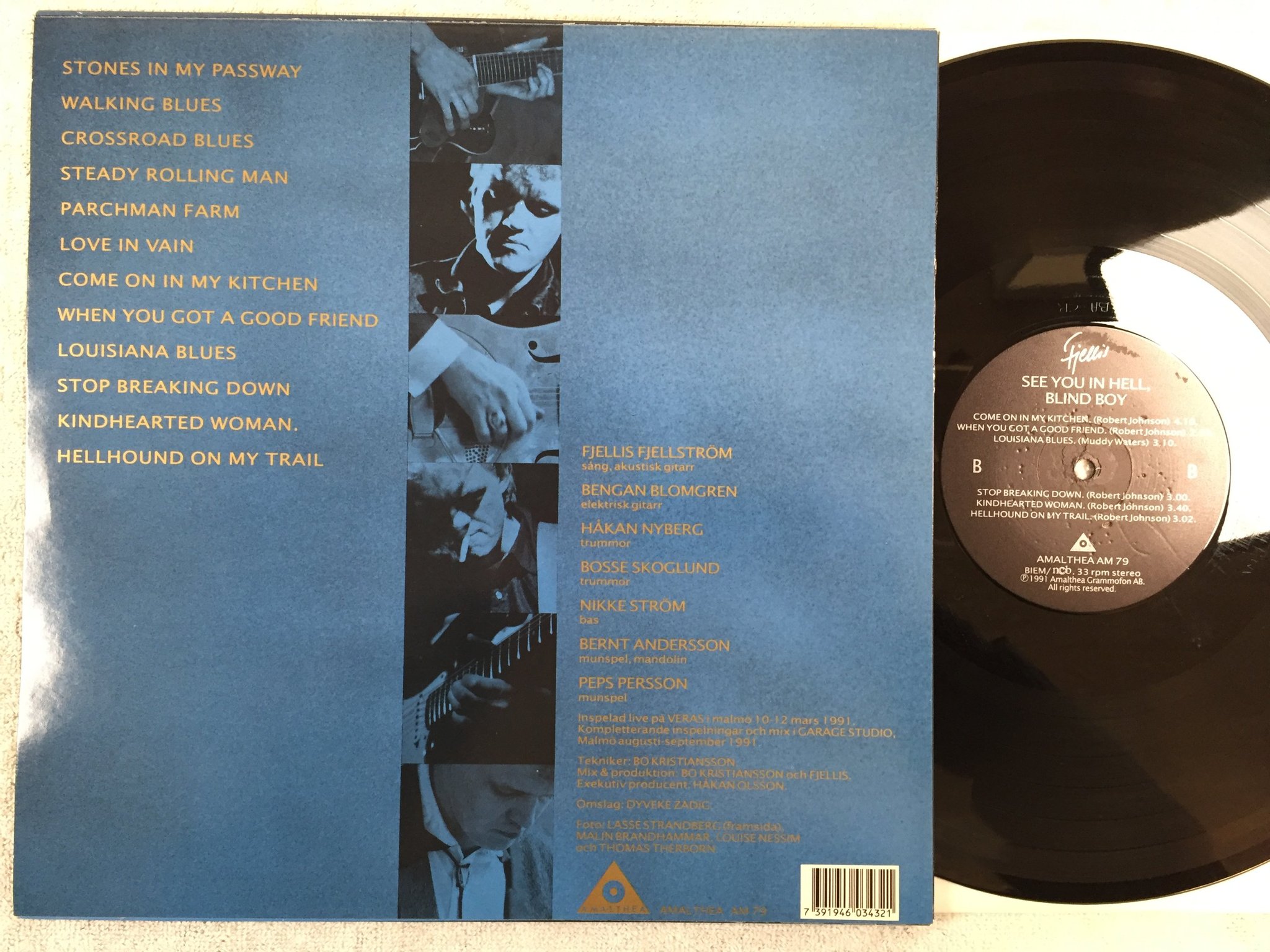 Omslagsbild för skivan FJELLIS see you in hell blind boy LP -91 Swe AMALTHEA AM 79 blues