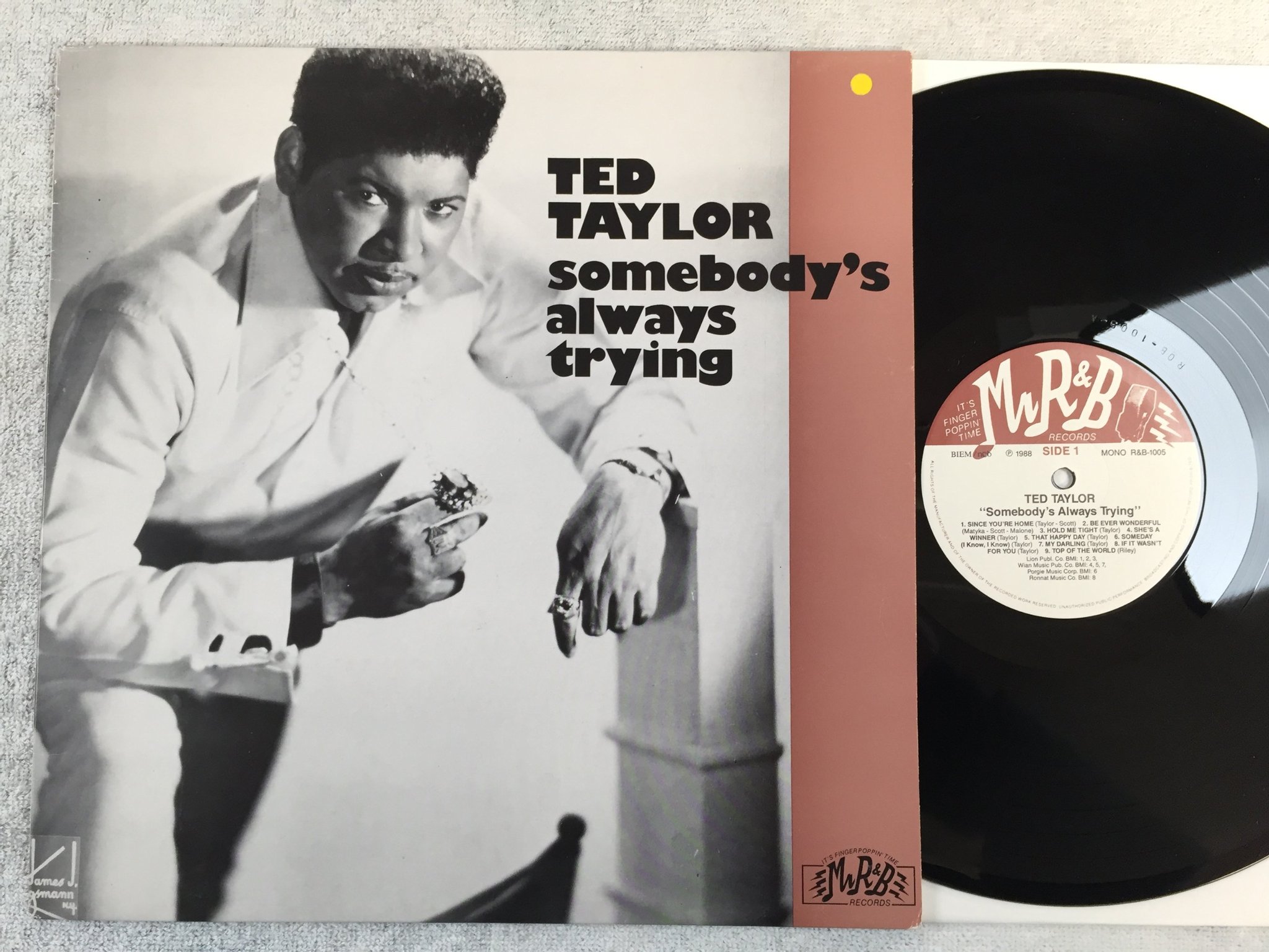 Omslagsbild för skivan TED TAYLOR somebody's always trying LP ncb -88 Mr RnB 1005