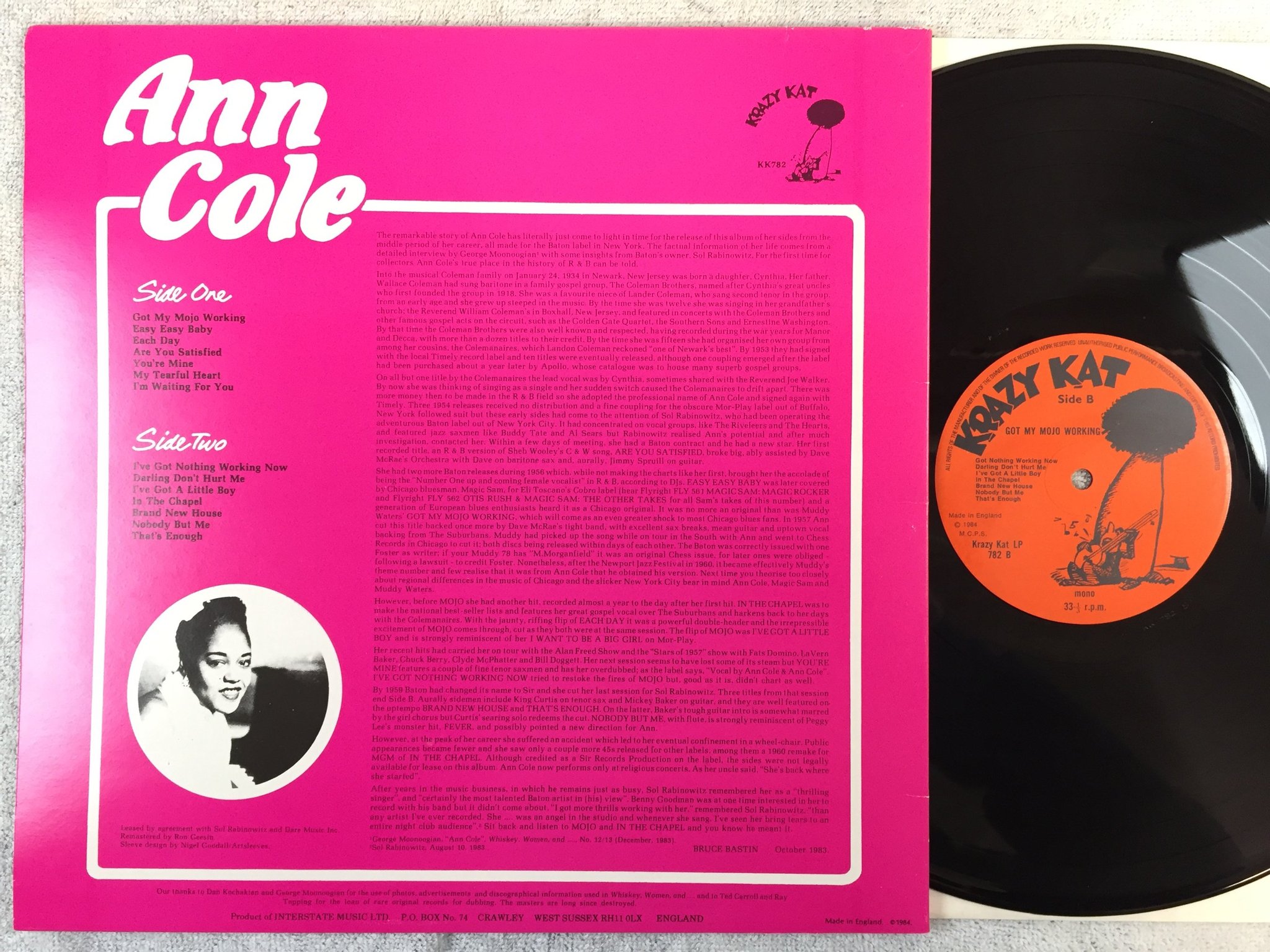 Omslagsbild för skivan ANA COLE got my dojo working LP -84 UK KRAZY KAT 782