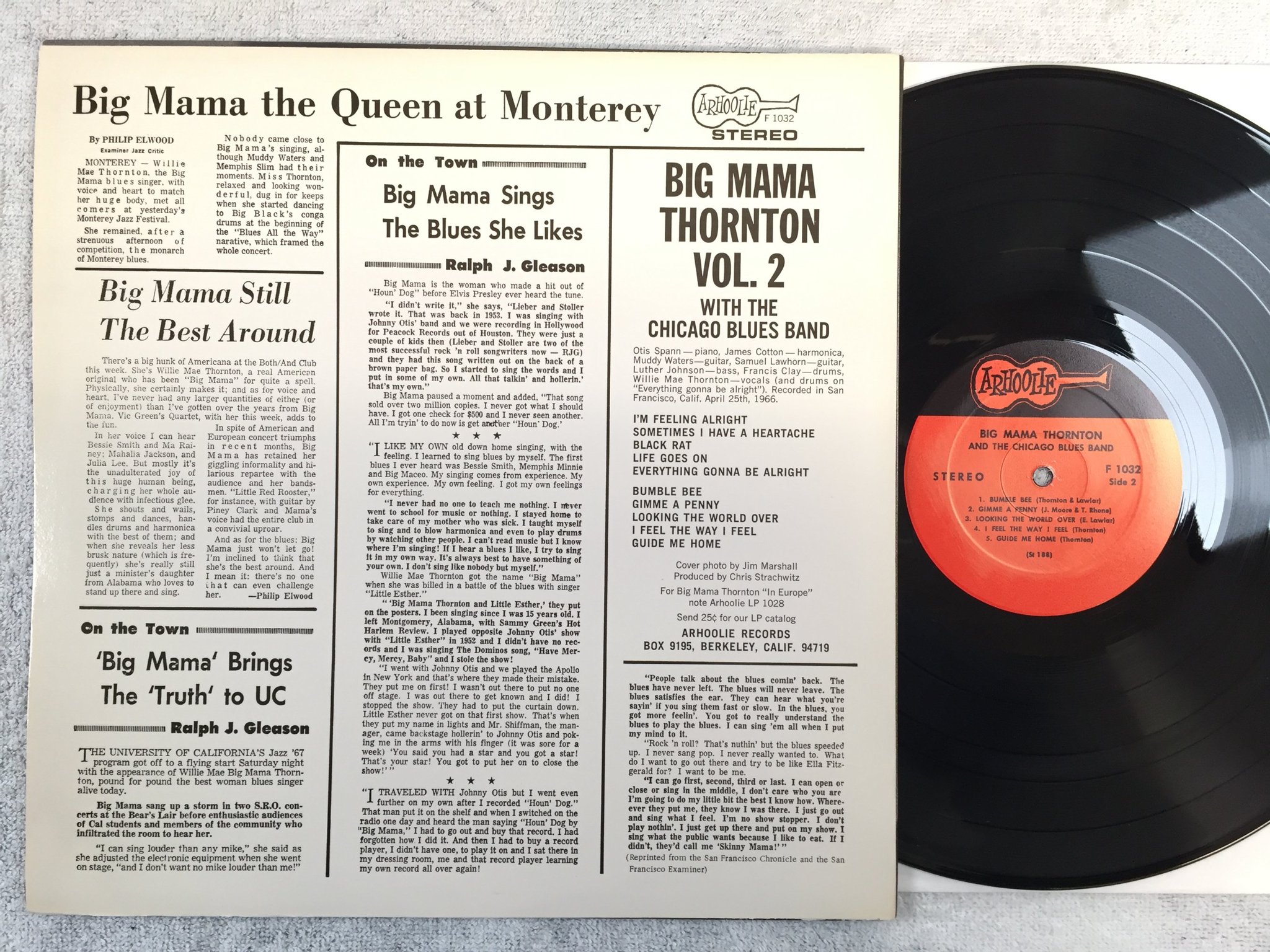 Omslagsbild för skivan BIG MAMA THORNTON & the Chicago blues band LP re ARHOOLIE F 1032