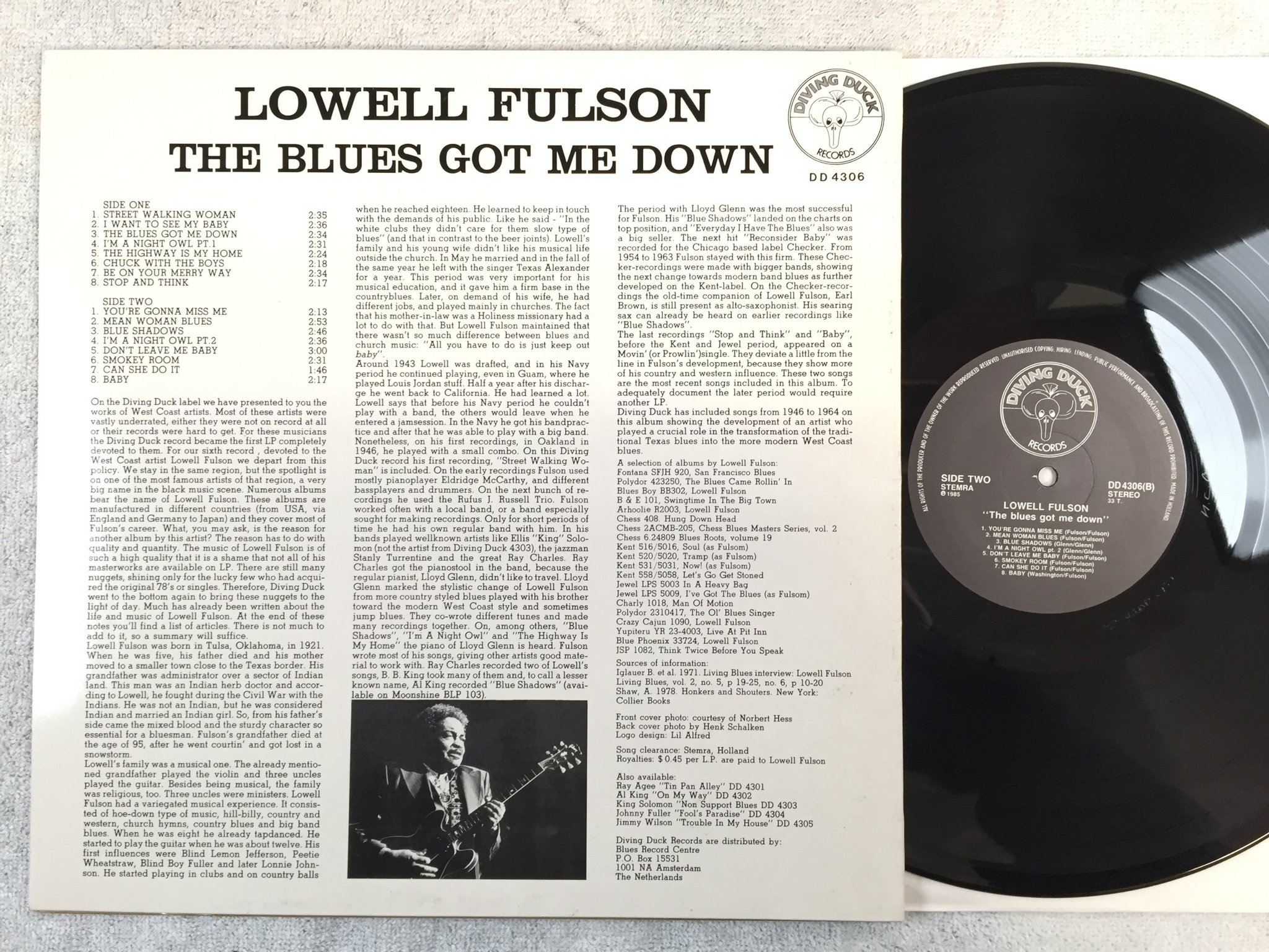 Omslagsbild för skivan LOWELL FULSON the blues got me down LP -85 Hol DIVING DUCK DD 4306