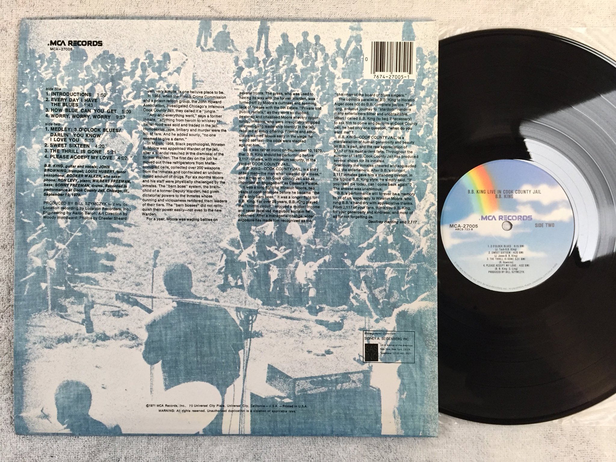 Omslagsbild för skivan BB KING live in cook county jail LP re US MCA 27005