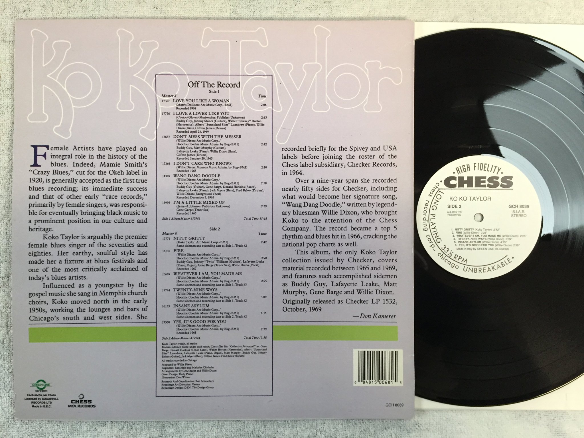 Omslagsbild för skivan KOKO TAYLOR s/t LP ITA CHESS GCH 8039