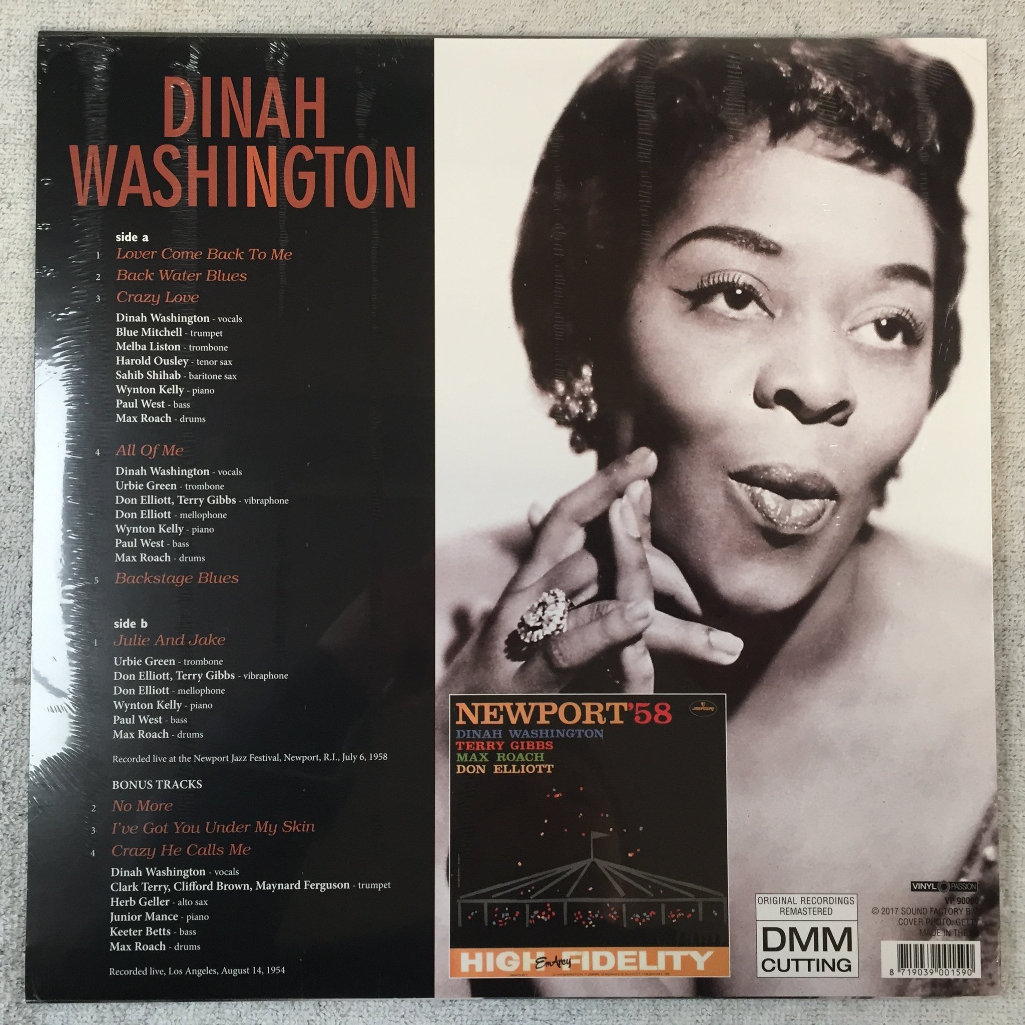 Omslagsbild för skivan DINAH WASHINGTON Newport '58 LP DMM VINYL PASSION VP 90000 Still sealed