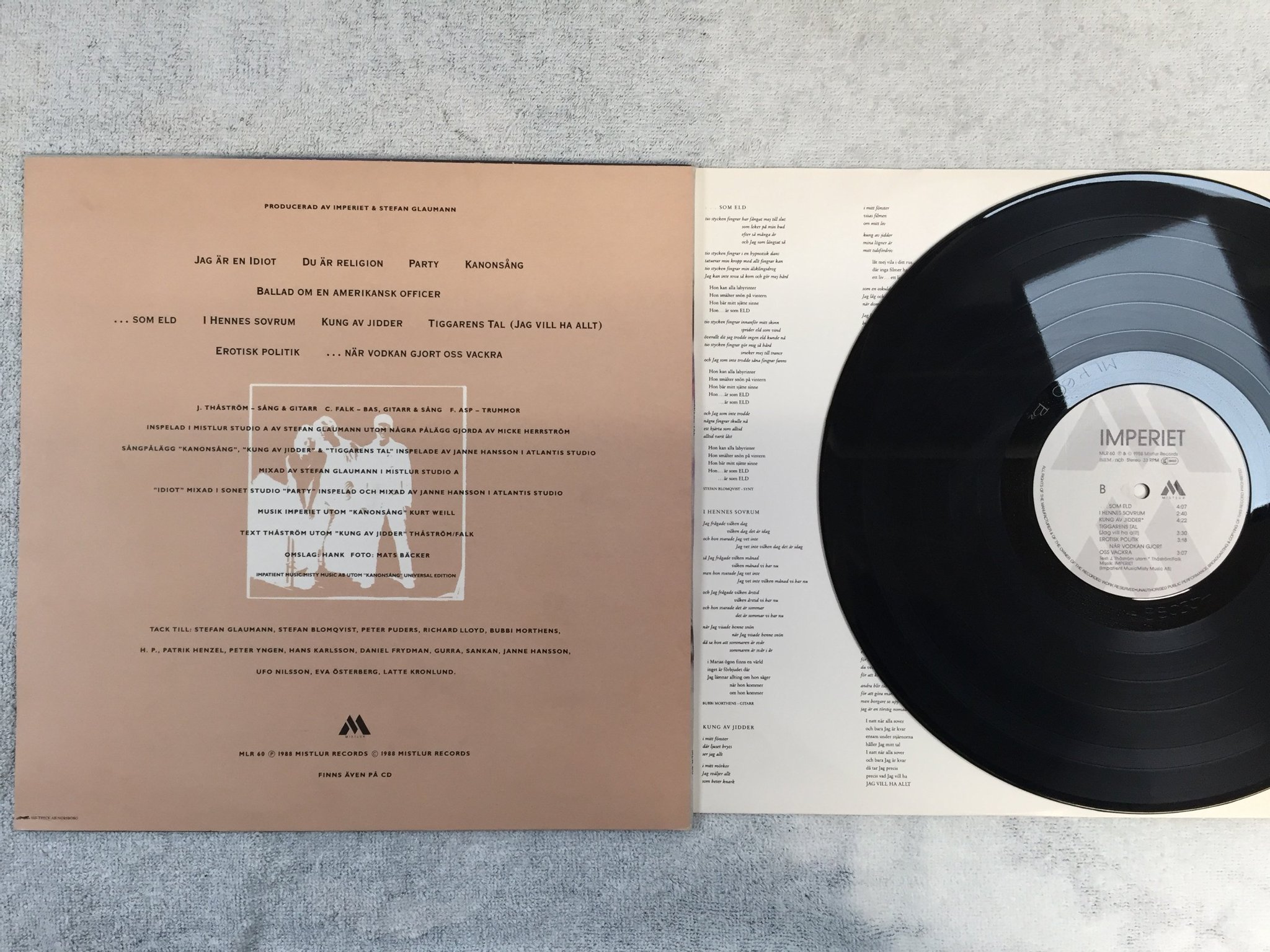 Omslagsbild för skivan IMPERIET tiggarens tal LP -88 Swe MISTLUR MLR 60