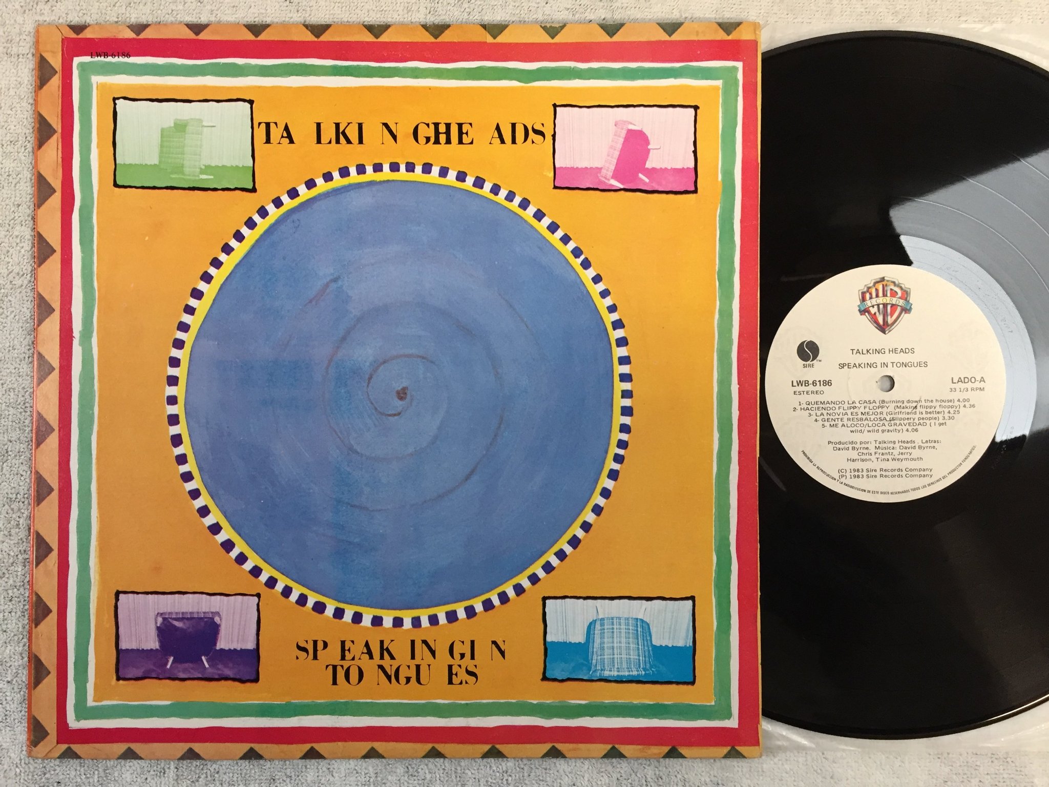 Omslagsbild för skivan TALKING HEADS Speaking In Tongues LP -83 Mexico WARNER BROS LWB-6186