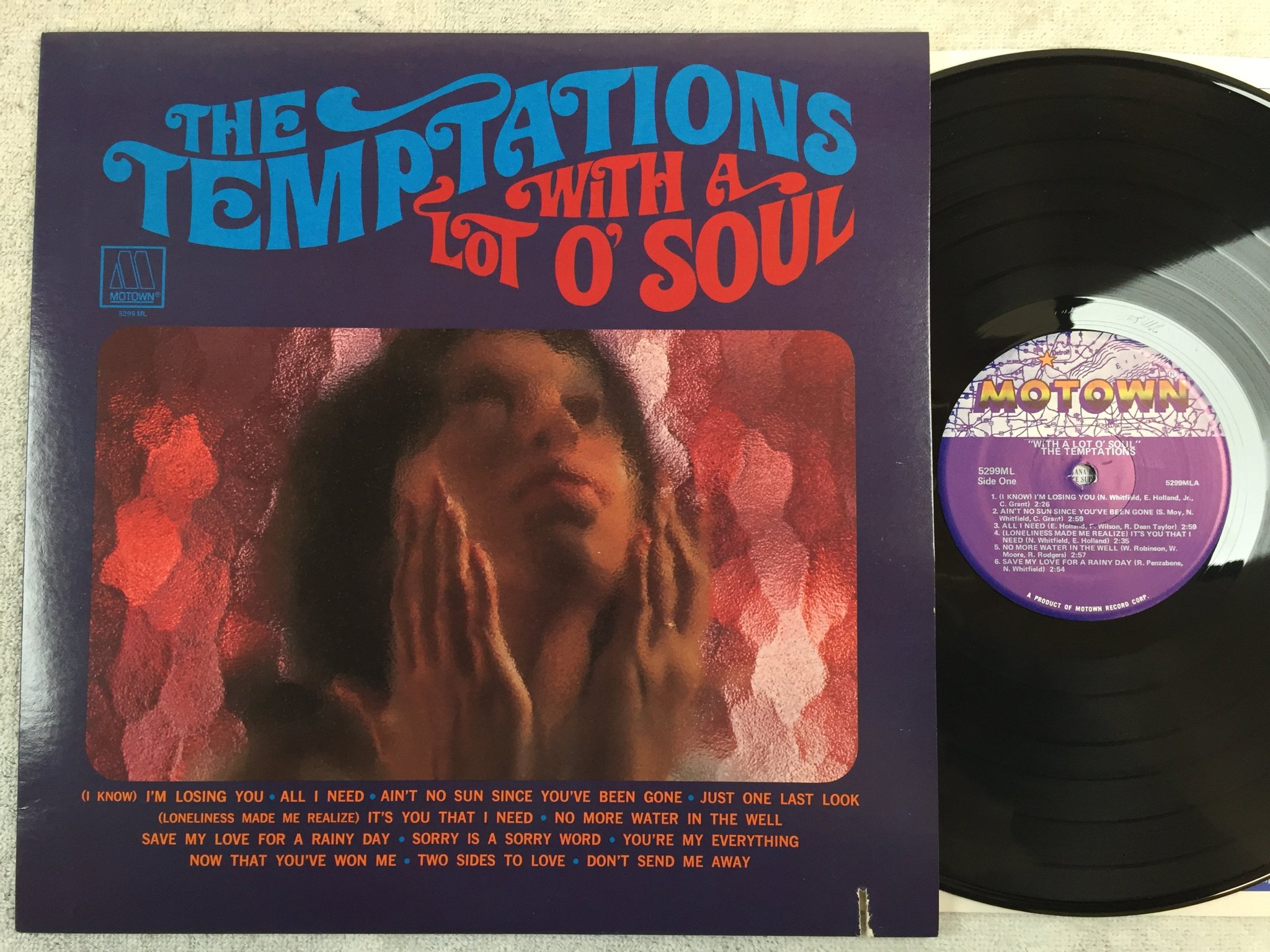 Omslagsbild för skivan THE TEMPATATIONS with a lot o'soul LP re US MOTOWN 5299ML