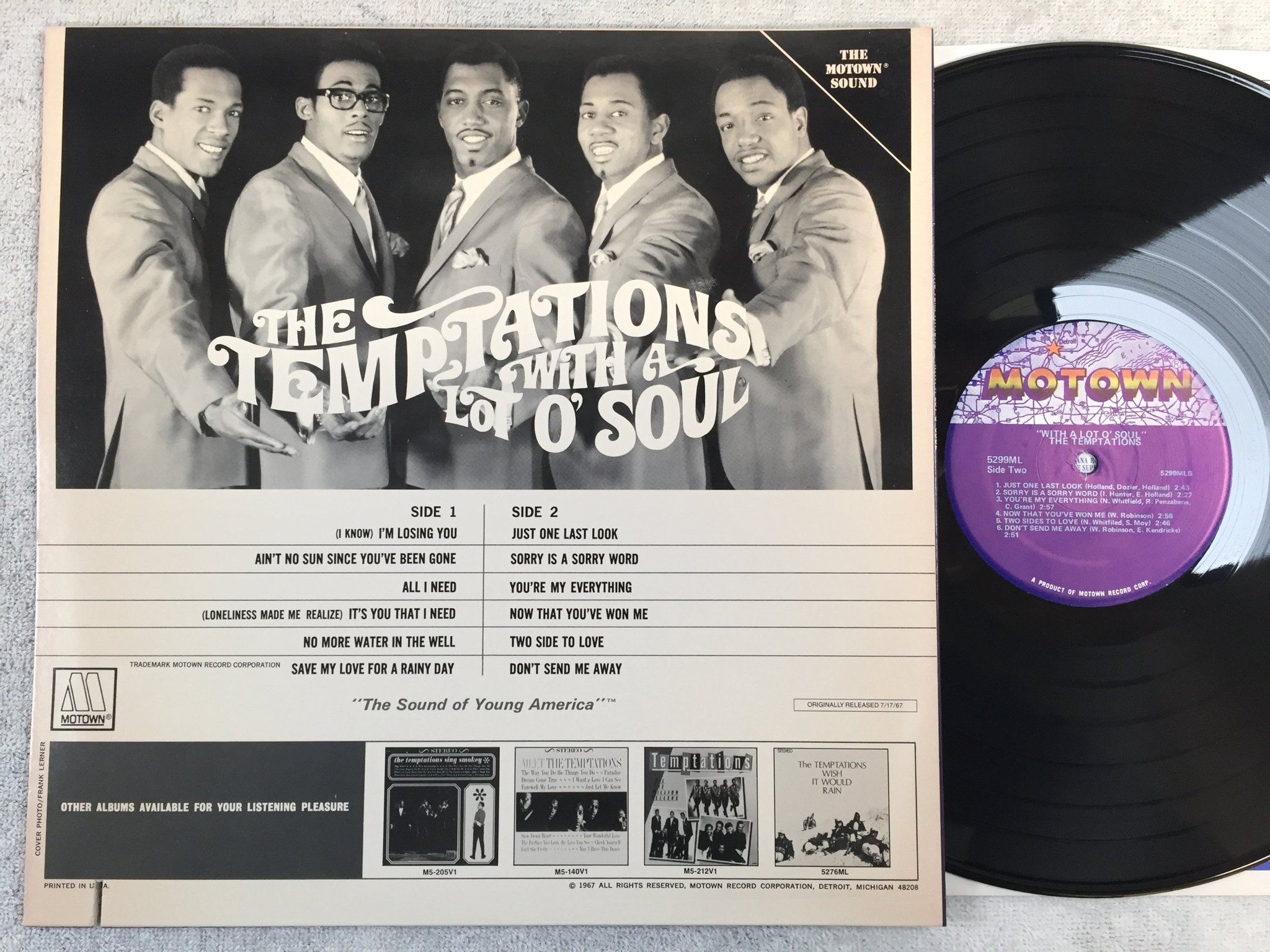 Omslagsbild för skivan THE TEMPATATIONS with a lot o'soul LP re US MOTOWN 5299ML