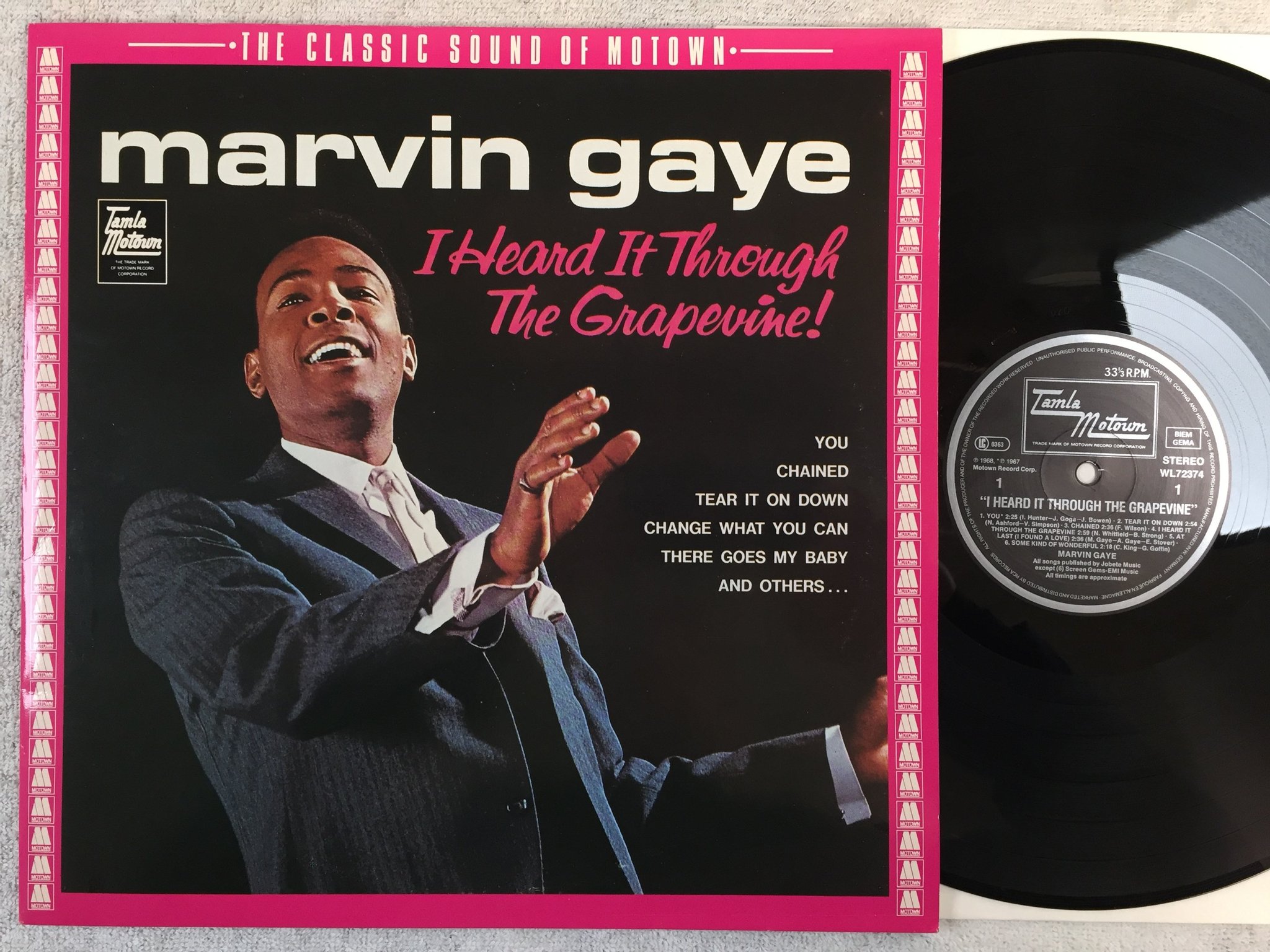 Omslagsbild för skivan MARVIN GAYE I heard it through the grapewine LP Ger TAMLA WL72374