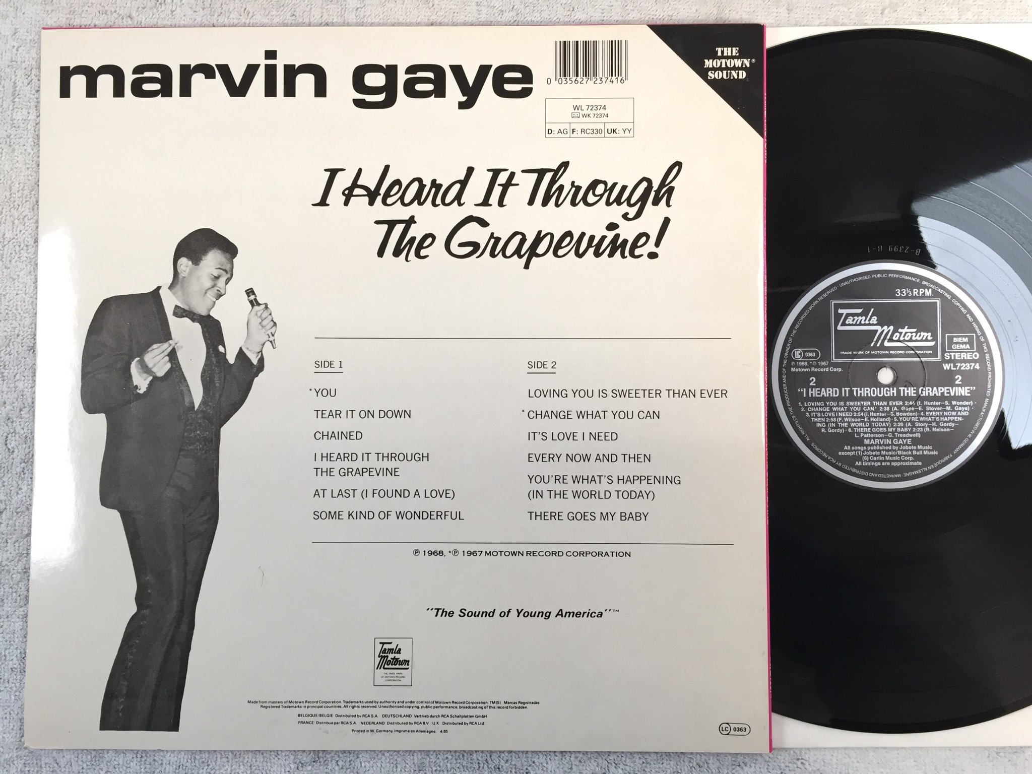 Omslagsbild för skivan MARVIN GAYE I heard it through the grapewine LP Ger TAMLA WL72374