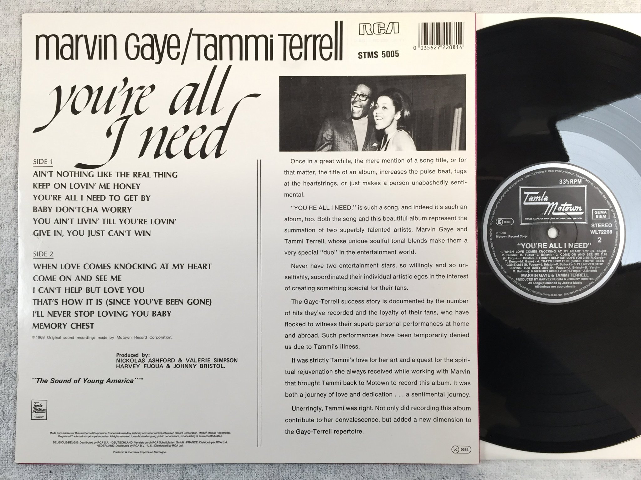 Omslagsbild för skivan MARVIN GAYE / TAMMI TERRELL you're all I need LP re Ger TAMLA WL72208