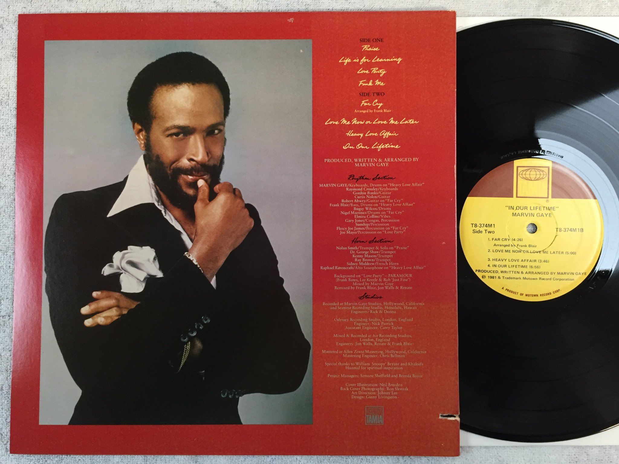 Omslagsbild för skivan MARVIN GAYE in our lifetime LP -81 US TAMLA T8-374M1