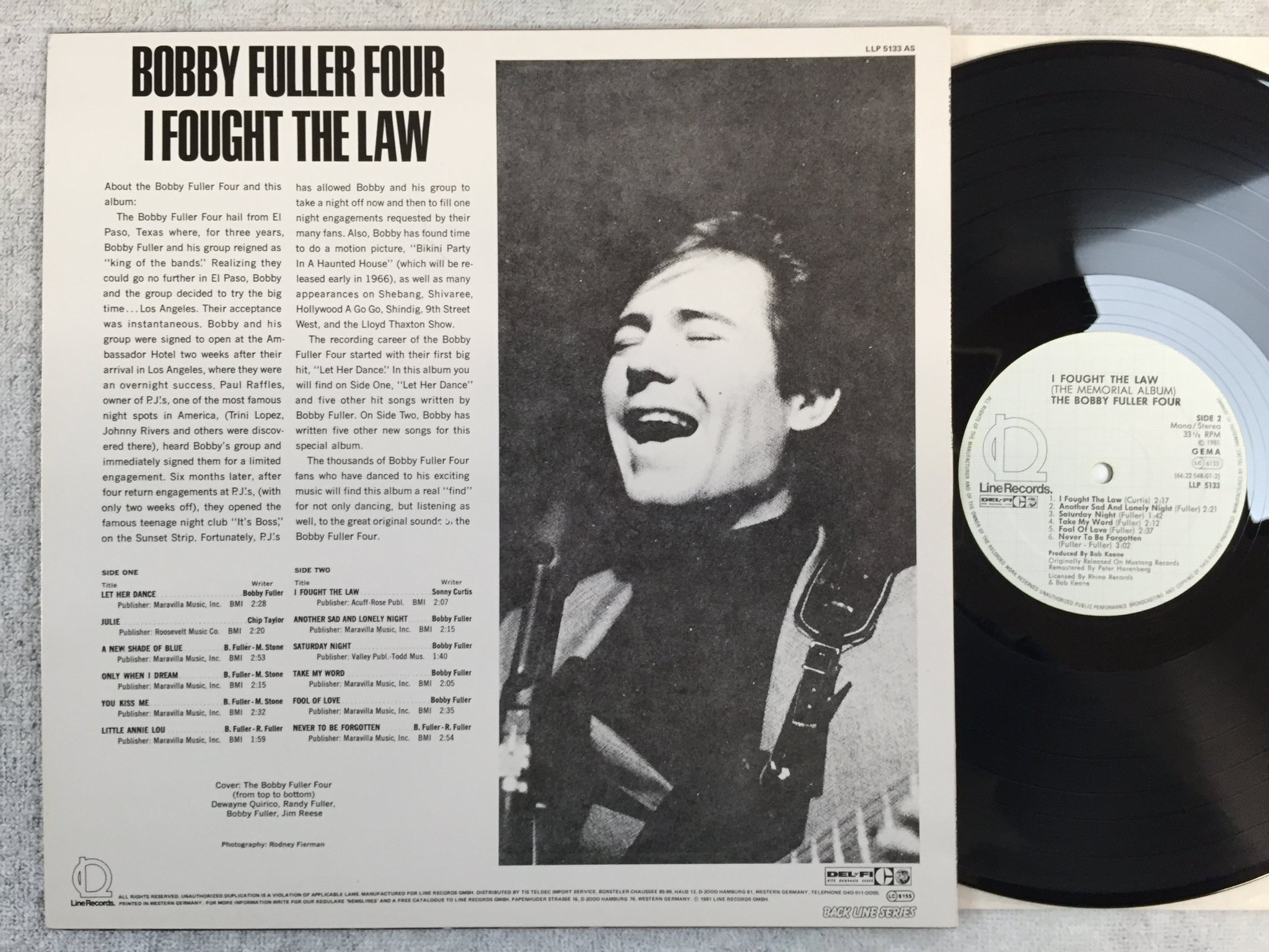 Omslagsbild för skivan THE BOBBY FULLER FOUR I fought the law LP -81 Ger LINE LLP 5133