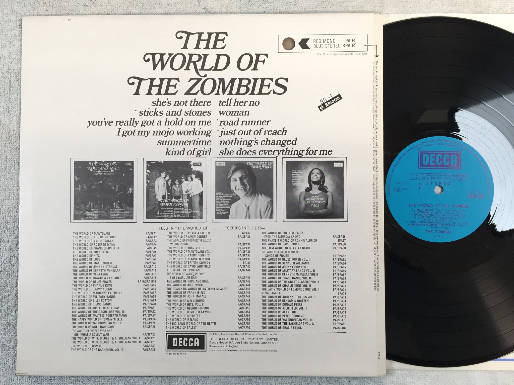 Omslagsbild för skivan THE ZOMBIES the world of LP -70 UK DECCA SPA 85