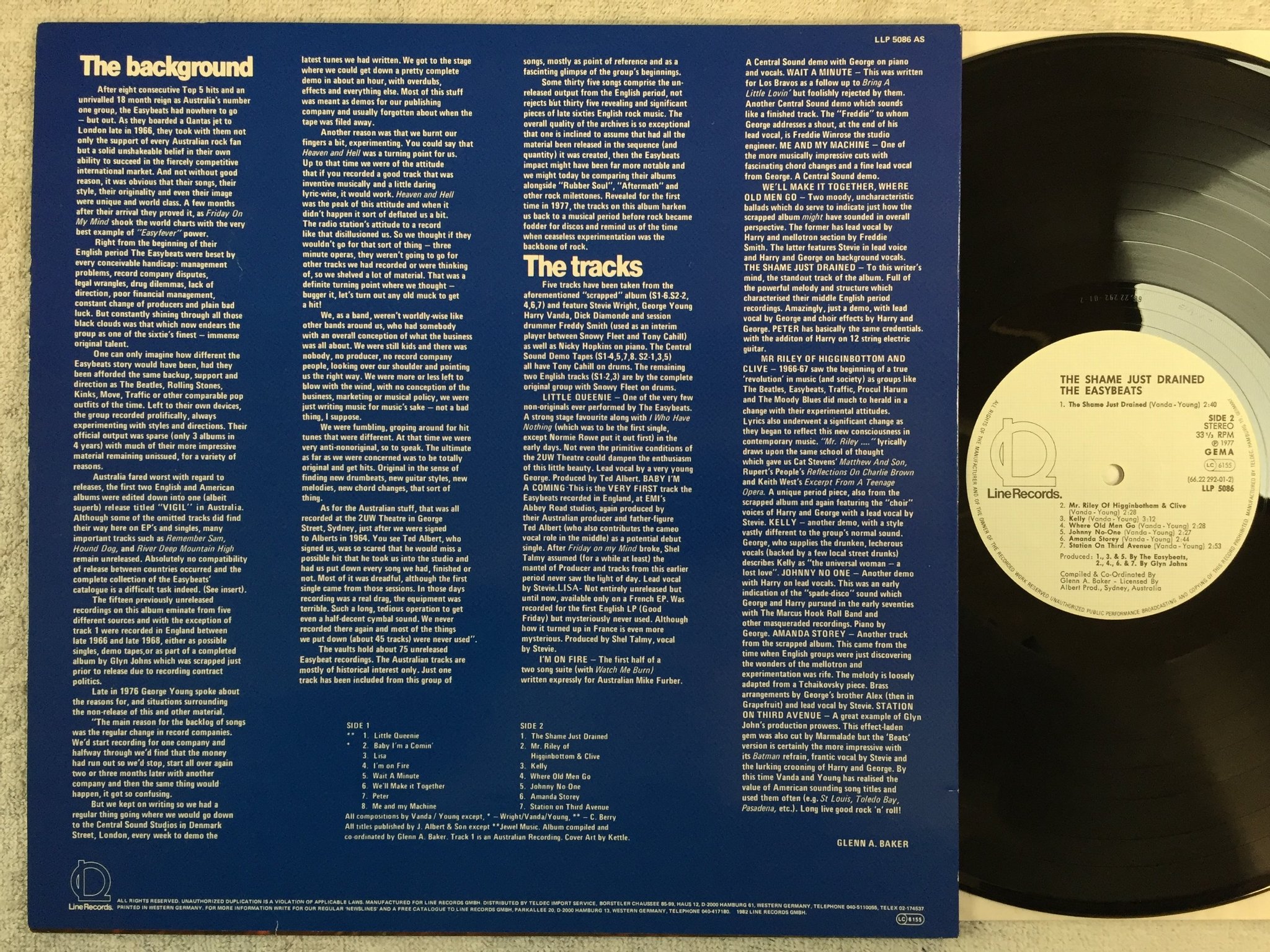 Omslagsbild för skivan THE EASYBEATS the shame just drained LP -77 Ger LINE LLP 5086