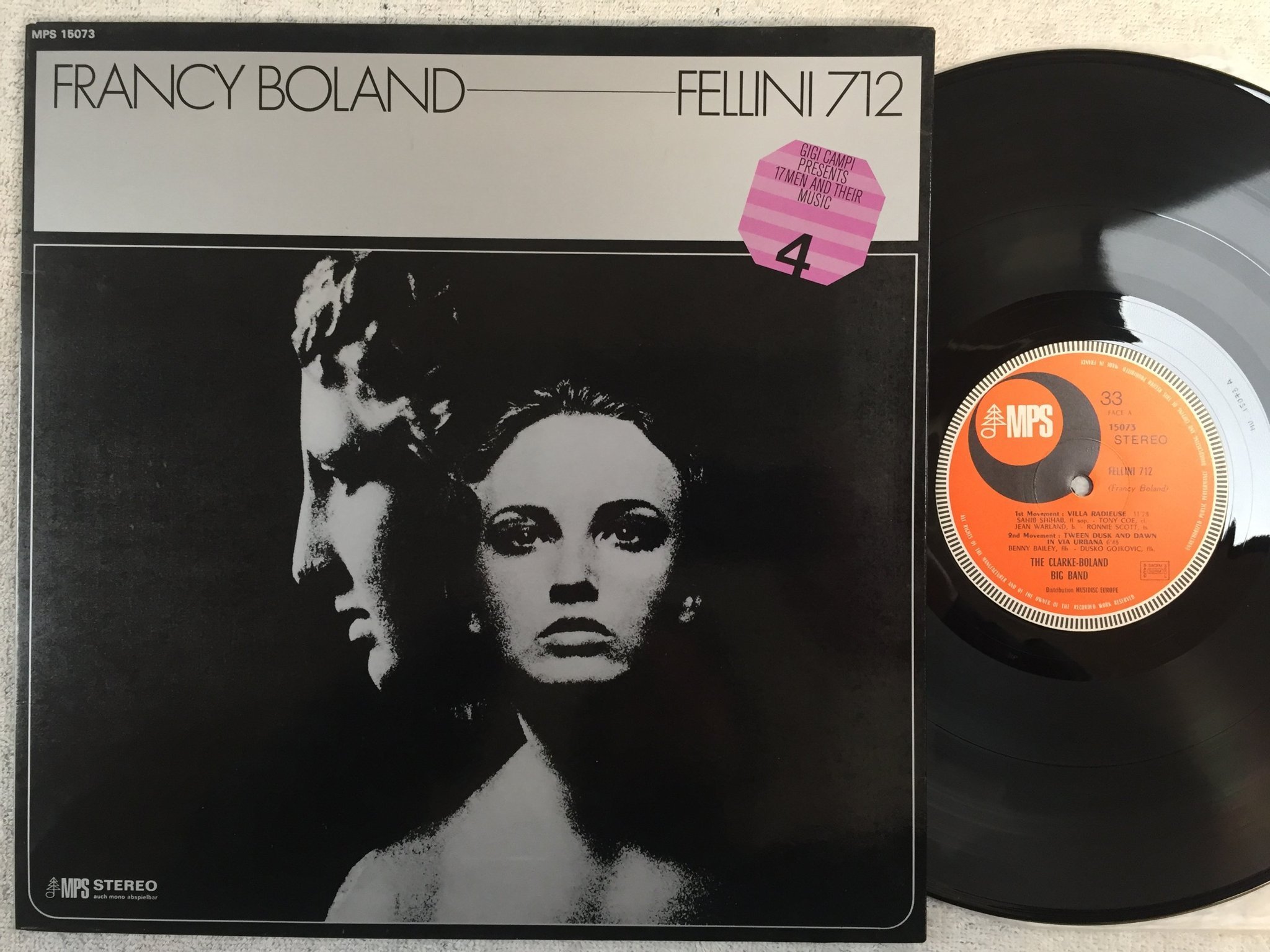 Omslagsbild för skivan THE CLARKE-BOLAND BIG BAND fellini 712 LP Fra MPS 15073