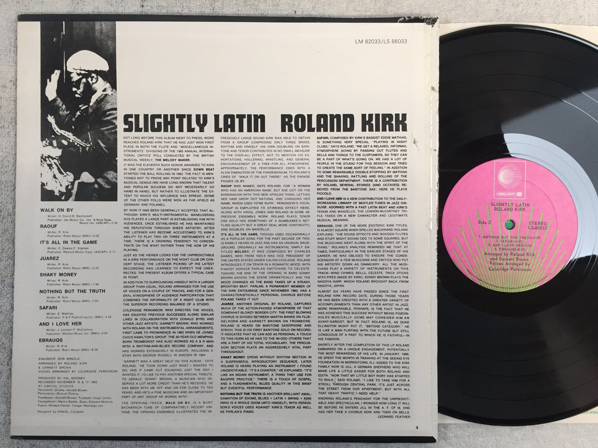 Omslagsbild för skivan ROLAND KIRK slightly latin LP -68/73 US LIMELIGHT LS 86033