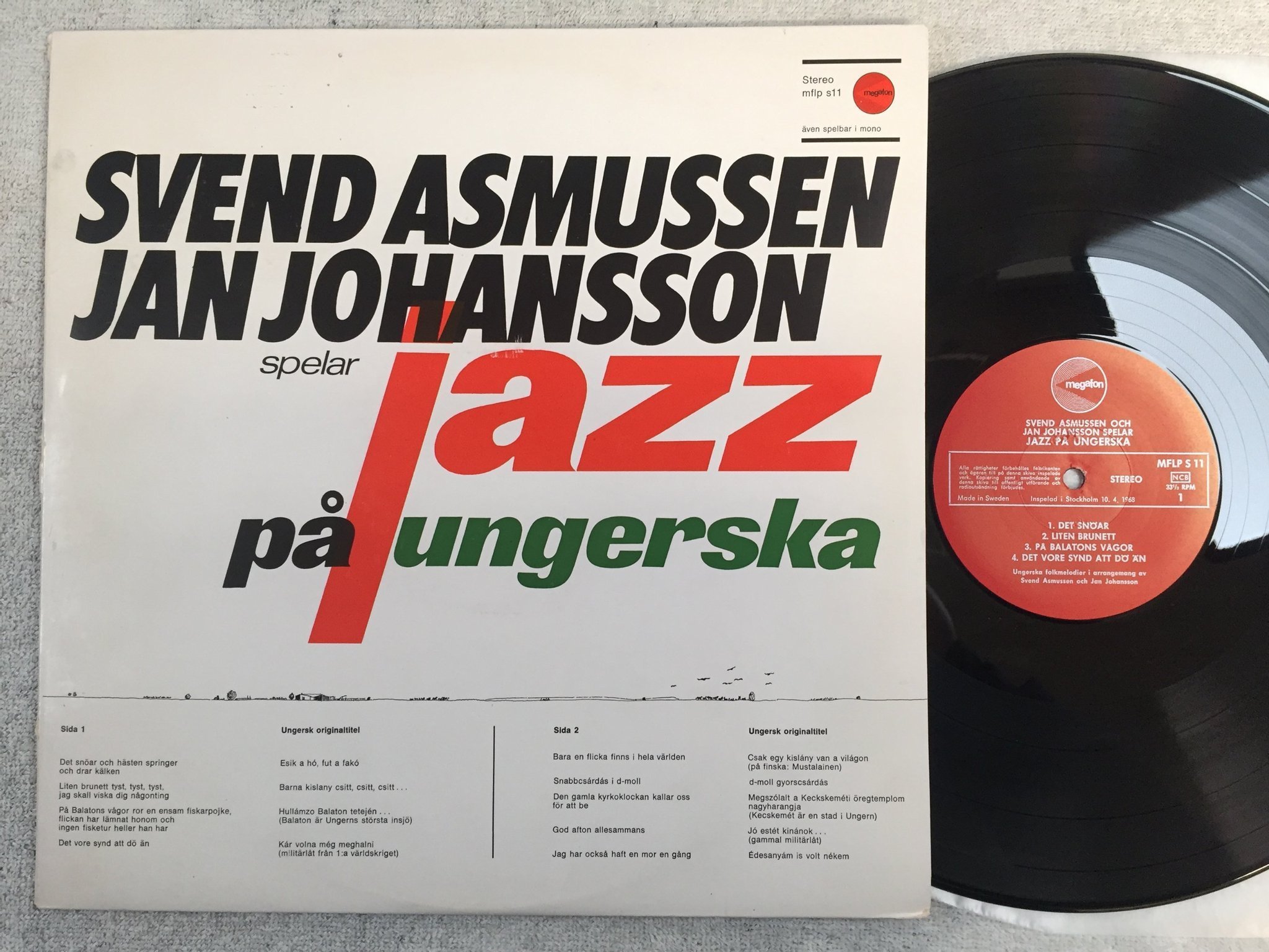 Omslagsbild för skivan JAN JOHANSSON jazz på ungerska LP -68 Swe MEGAFON MFLP S 11