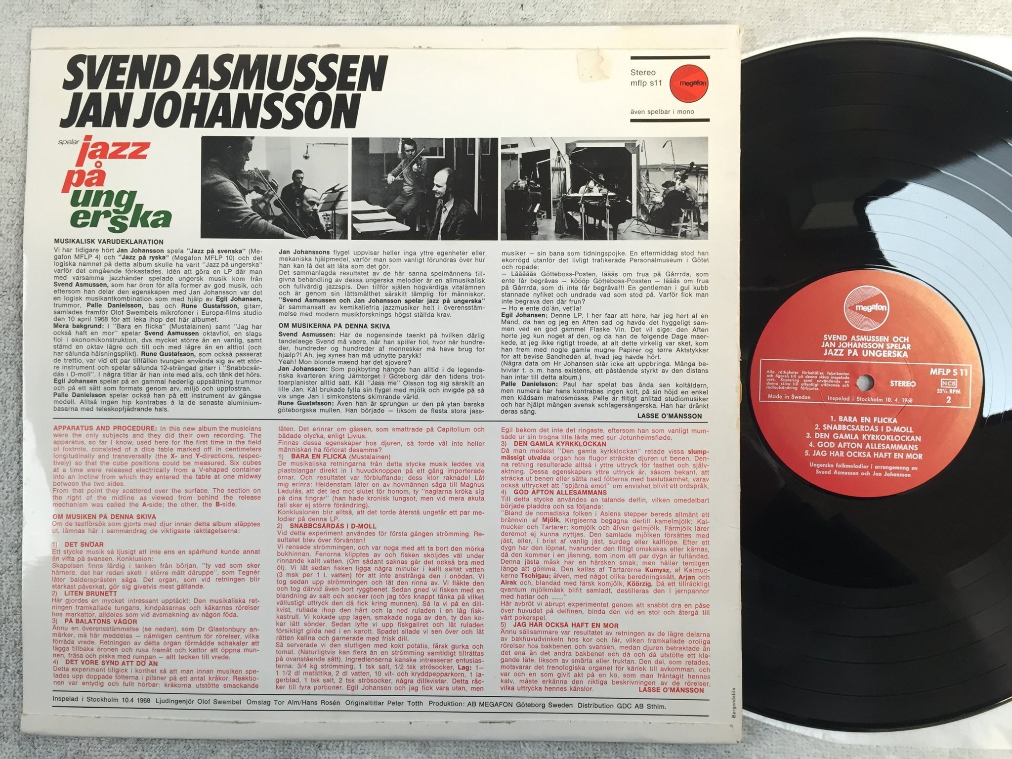 Omslagsbild för skivan JAN JOHANSSON jazz på ungerska LP -68 Swe MEGAFON MFLP S 11