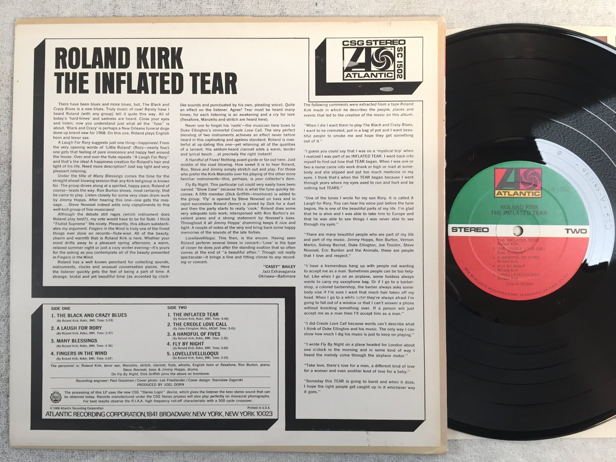 Omslagsbild för skivan ROLAND KIRK the inflated tear LP US ATLANTIC SD 1502