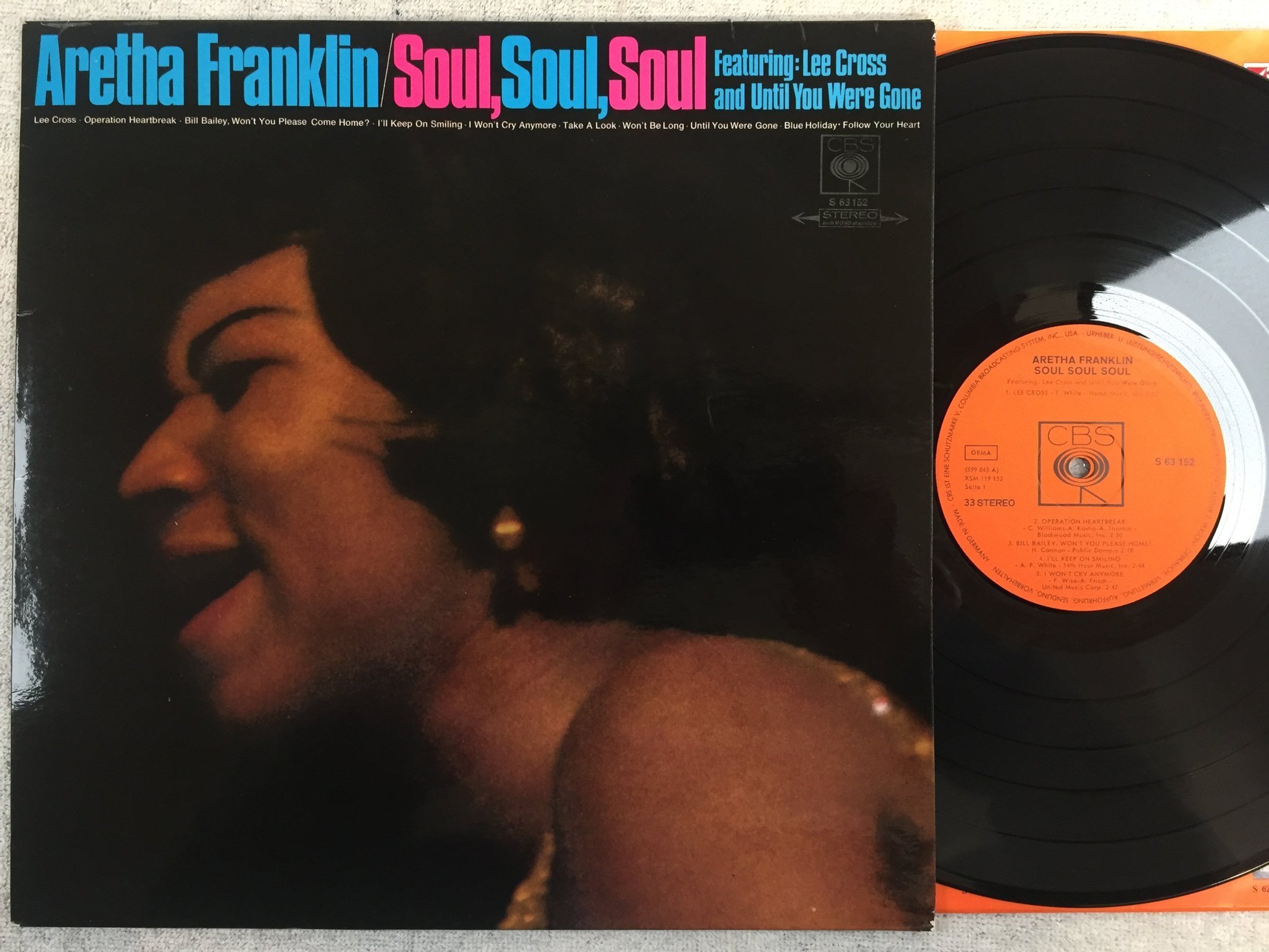 Omslagsbild för skivan ARETHA FRANKLIN soul soul soul LP Ger CBS S 63152