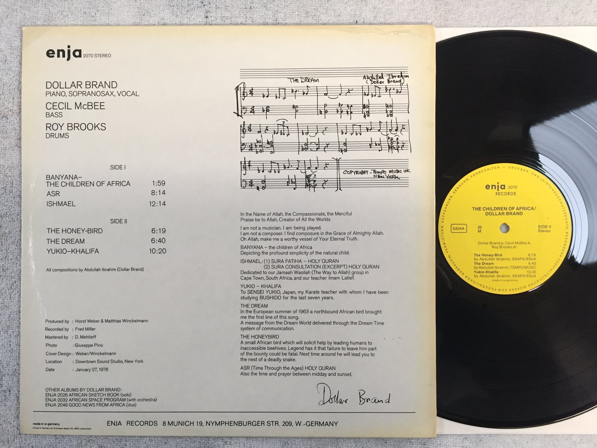 Omslagsbild för skivan DOLLAR BRAND the children of Africa LP Ger ENJA 2070