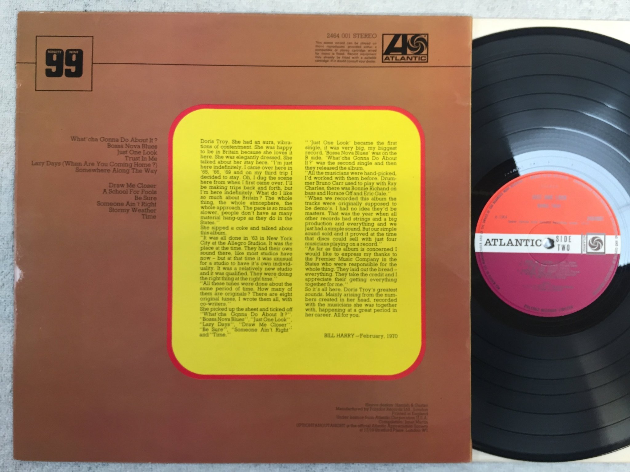 Omslagsbild för skivan DORIS TROY just one look LP -64 UK ATLANTIC 2464001  