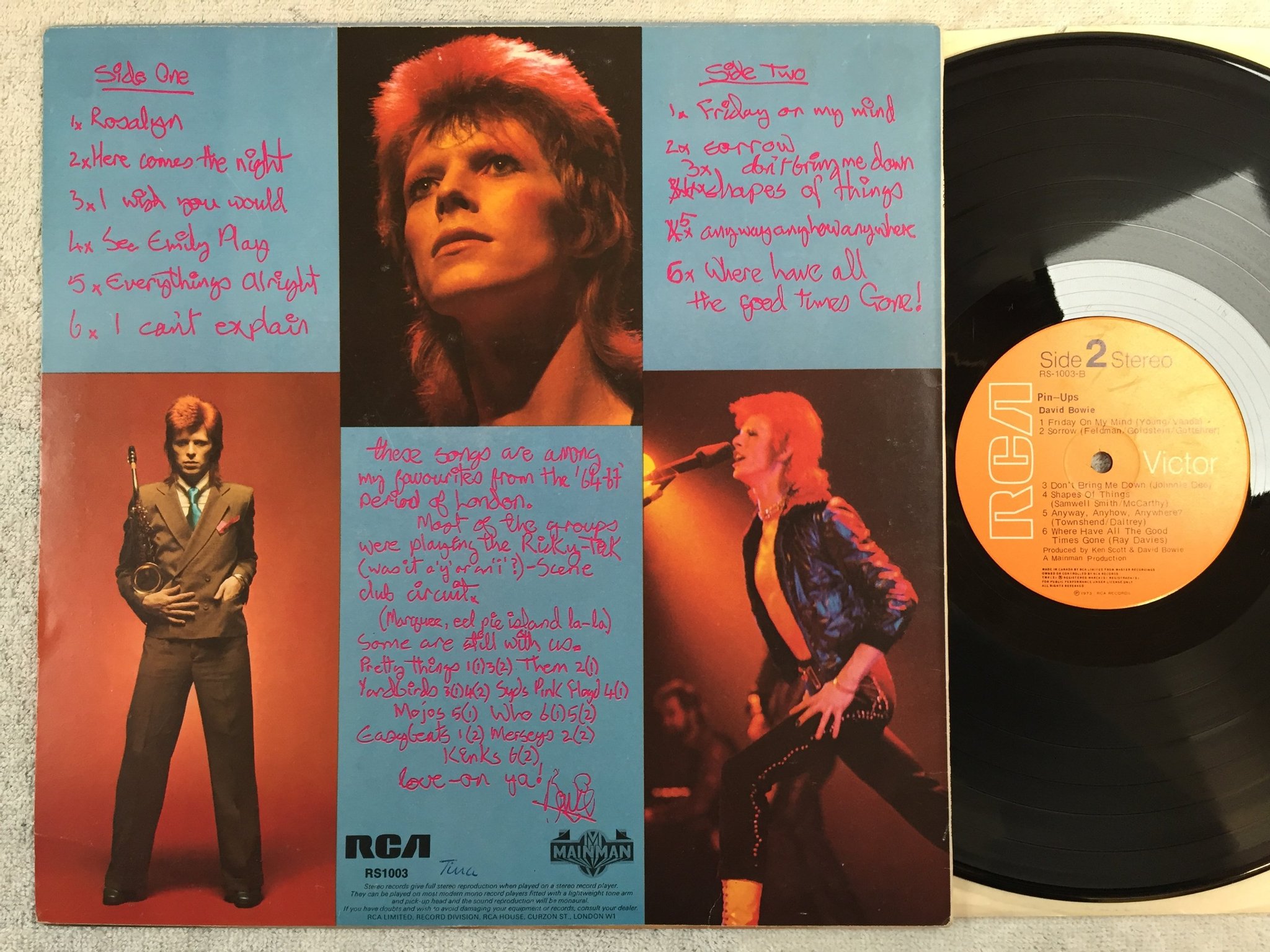 Omslagsbild för skivan DAVID BOWIE pin-ups LP -73 Can RCA RS-1003 