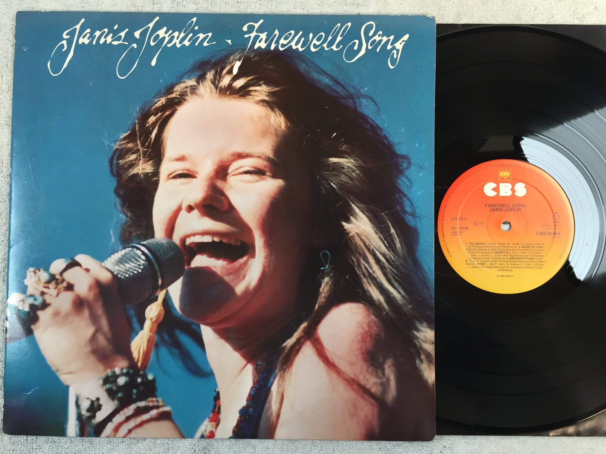 Omslagsbild för skivan JANIS JOPLIN farewell song LP -82 Hol CBS 85354