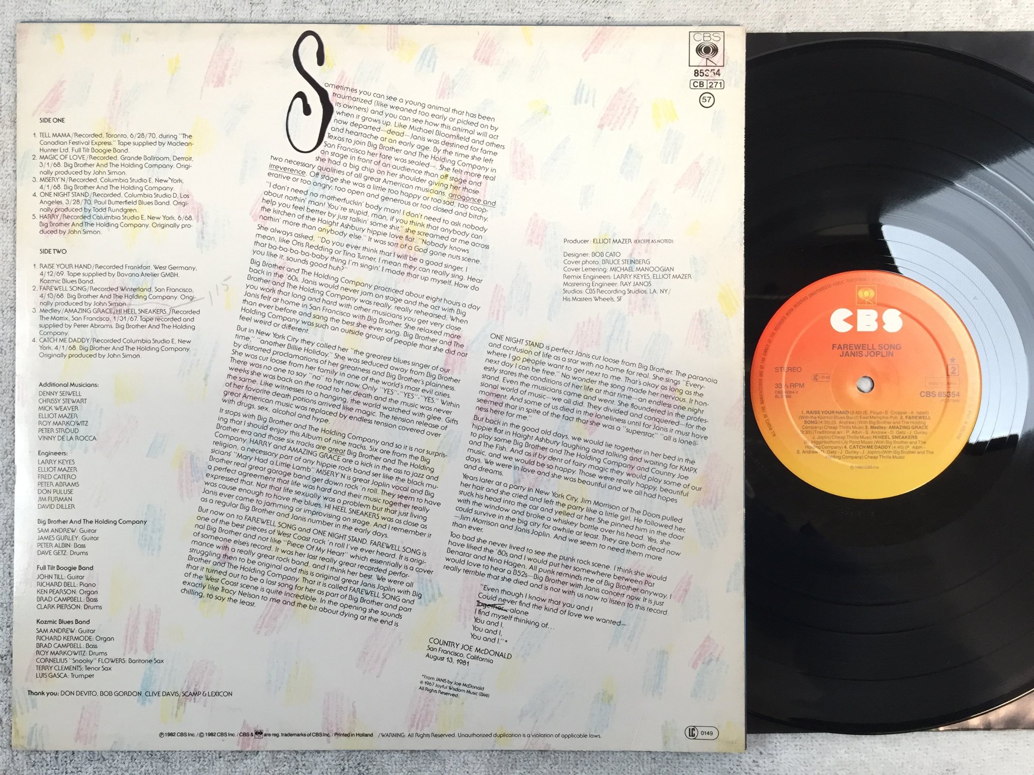 Omslagsbild för skivan JANIS JOPLIN farewell song LP -82 Hol CBS 85354