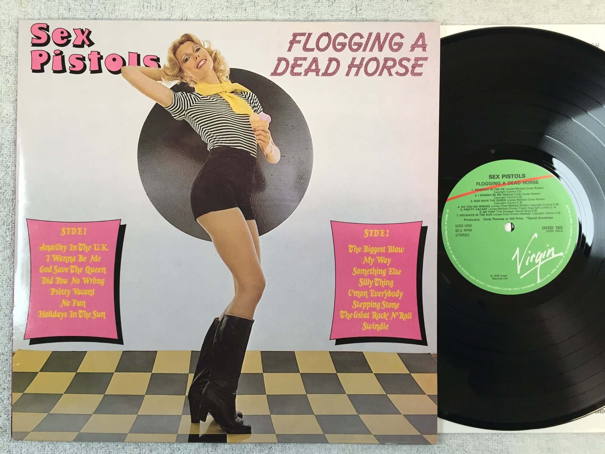 Omslagsbild för skivan SEX PISTOLS flogging a dead horse LP  UK VIRGIN OVED 165