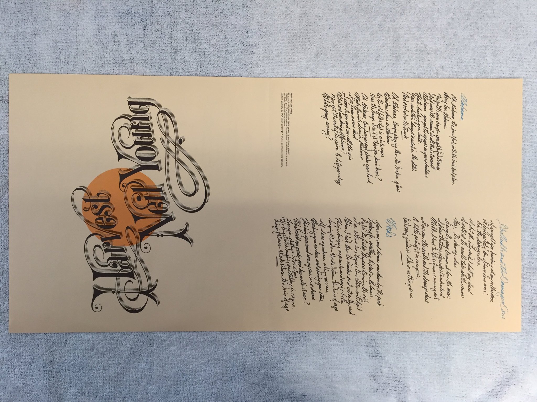 Omslagsbild för skivan Neil Young HARVEST LP GER reprise rep 44131