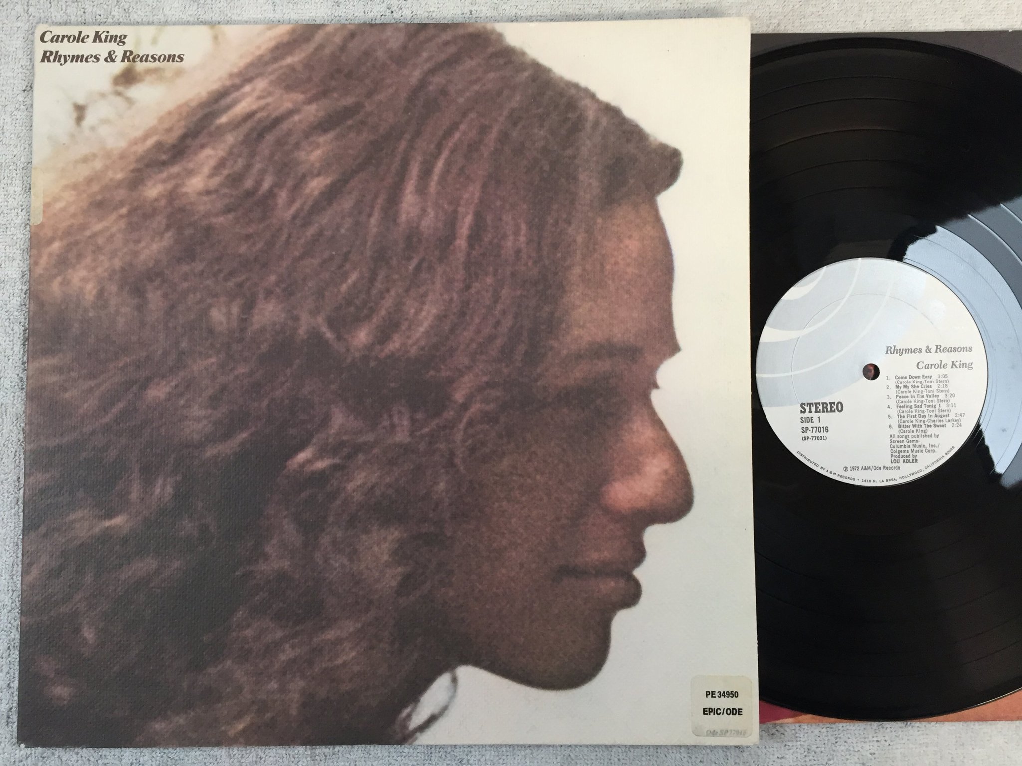 Omslagsbild för skivan CAROLE KING rhymes & reasons LP -72 US ODE SP-77016
