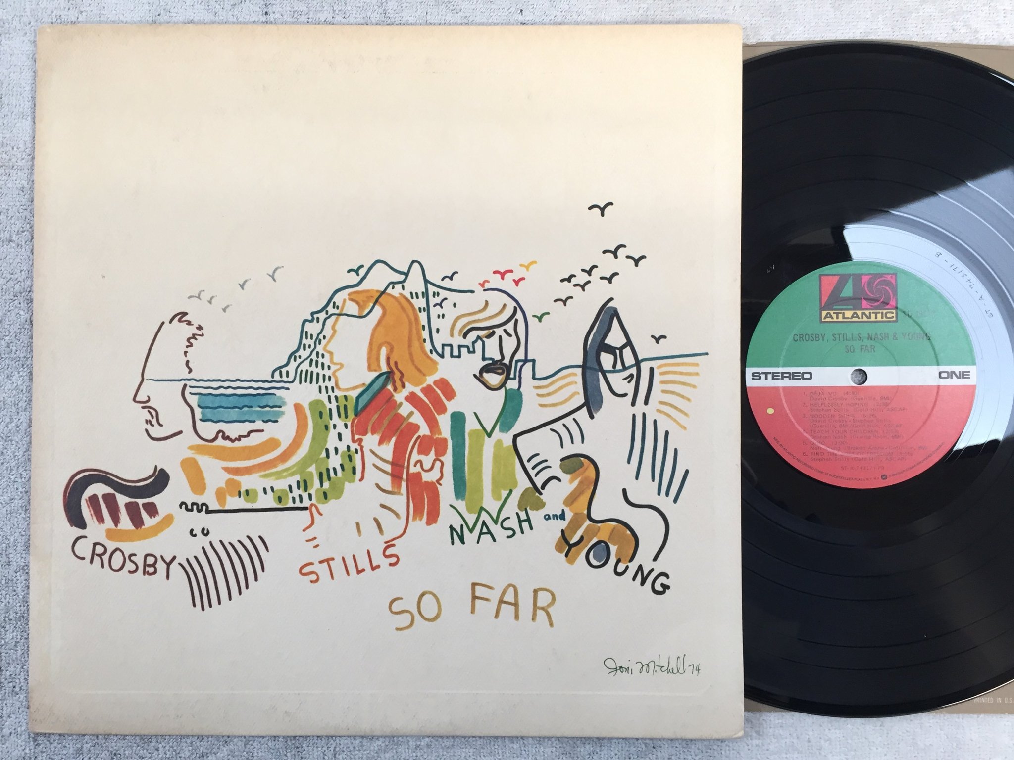 Omslagsbild för skivan CROSBY STILLS NASH & YOUNG so far LP US ATLANTIC SD 19119