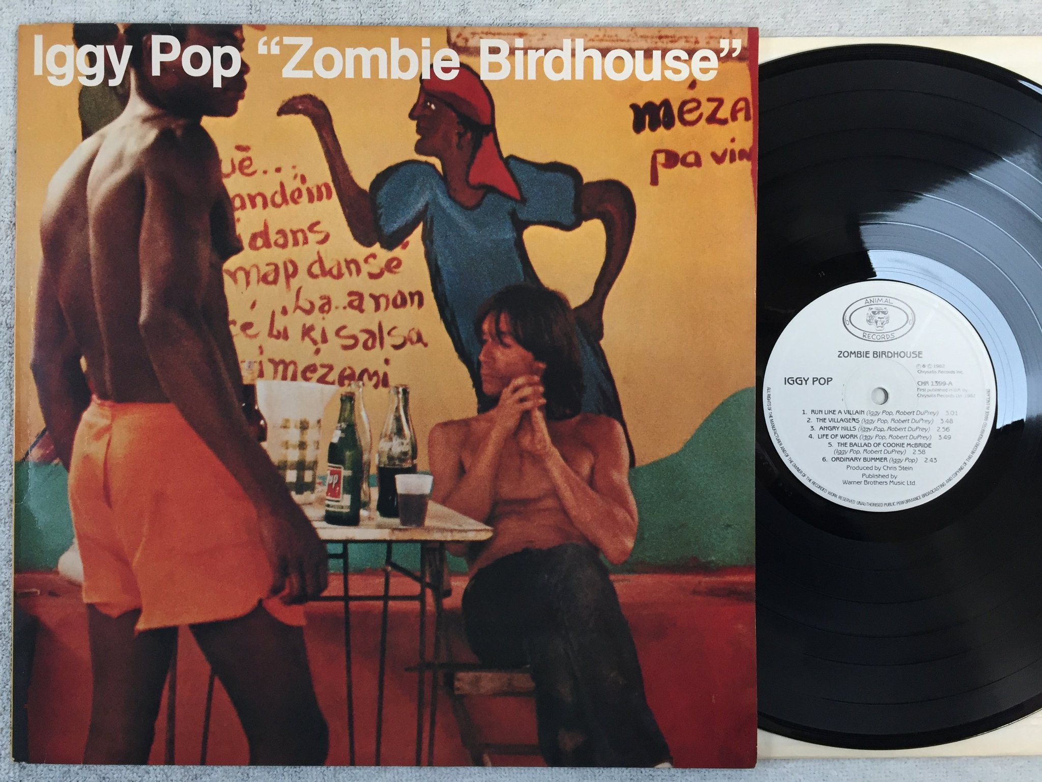 Omslagsbild för skivan Iggy Pop - zombie birdhouse LP -82 UK ANIMAL RECORDS CHR 1399