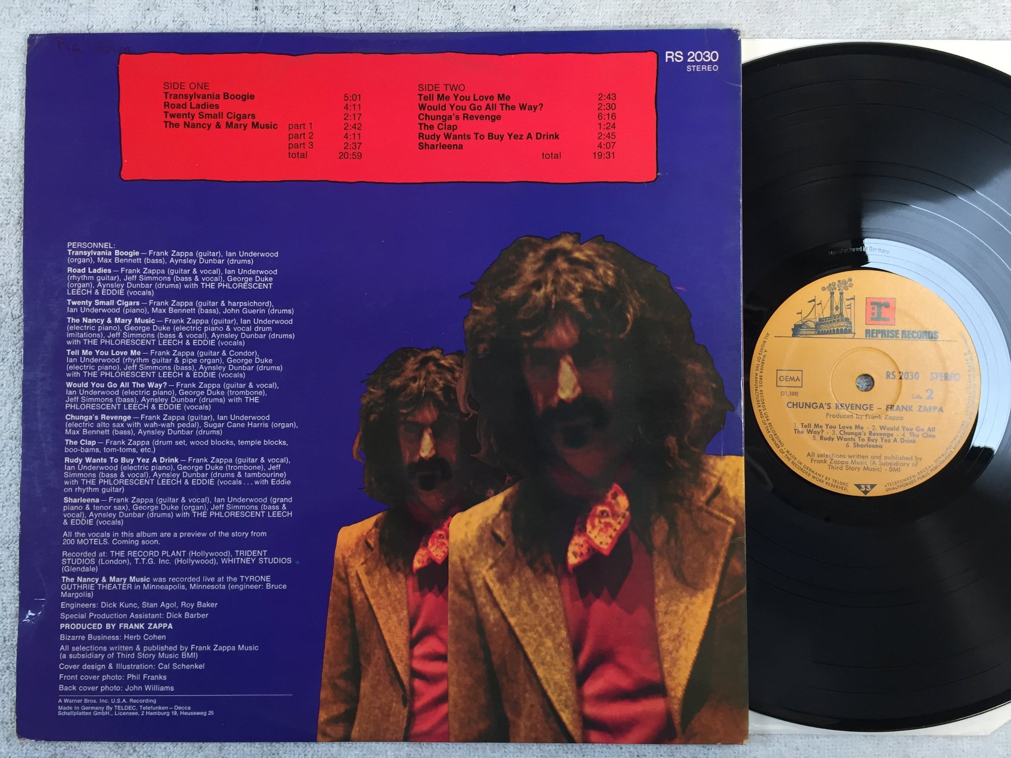 Omslagsbild för skivan Frank Zappa - chungas revenge LP Ger REPRISE RS 2030