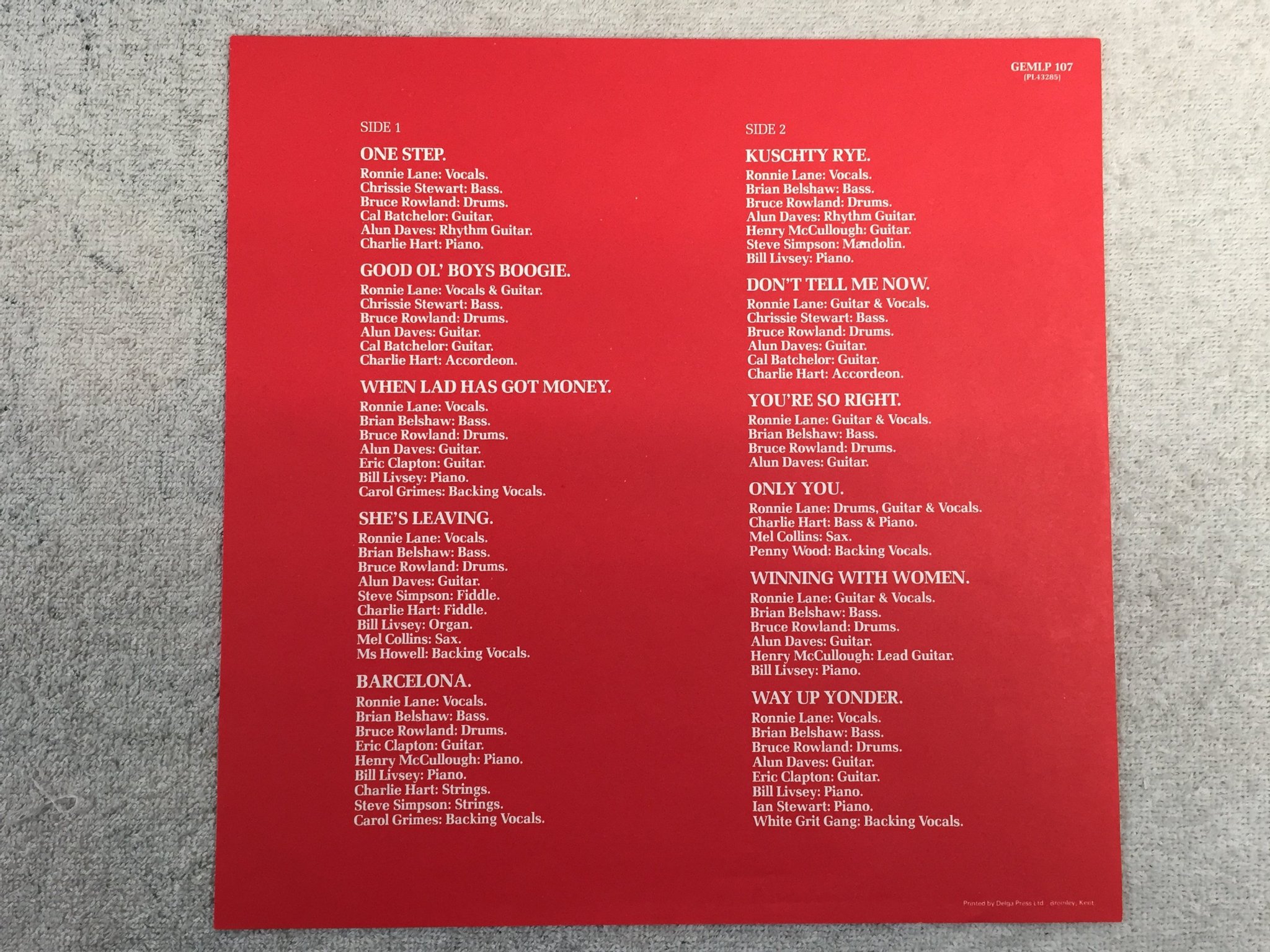 Omslagsbild för skivan RONNIE LANE see me LP UK GEM GEMLP 107