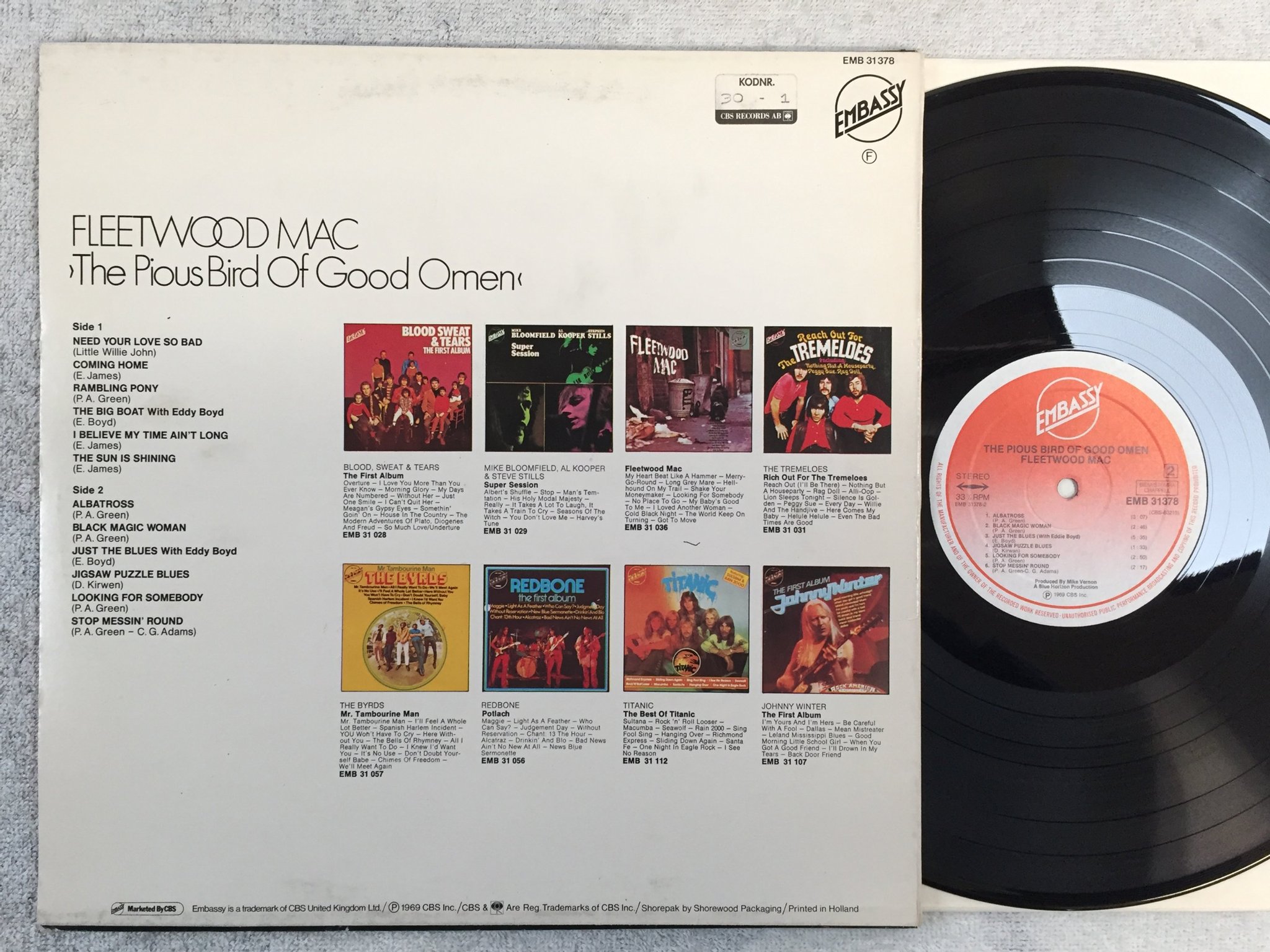 Omslagsbild för skivan FLEETWOOD MAC the pious bird of good omen LP re EMBASSY EMB 31378