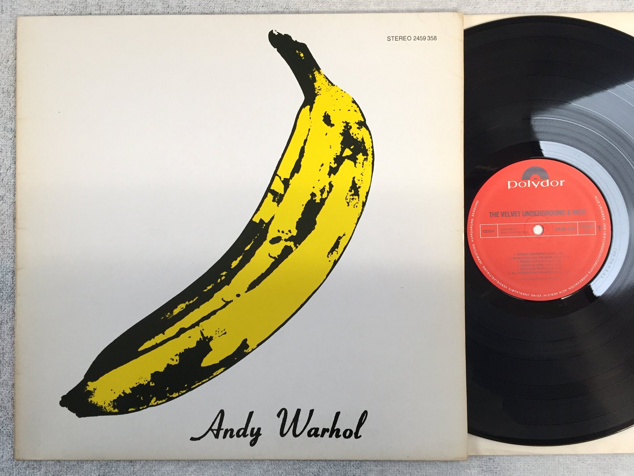 Omslagsbild för skivan THE VELVET UNDERGROUND & NICO LP re Ger POLYDOR 2459358 Andy Warhol 