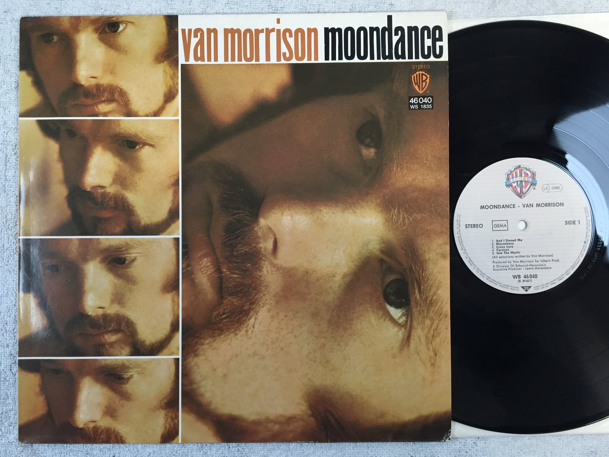 Omslagsbild för skivan VAN MORRISON moondance LP re Ger WARNER BROS WB 46 040