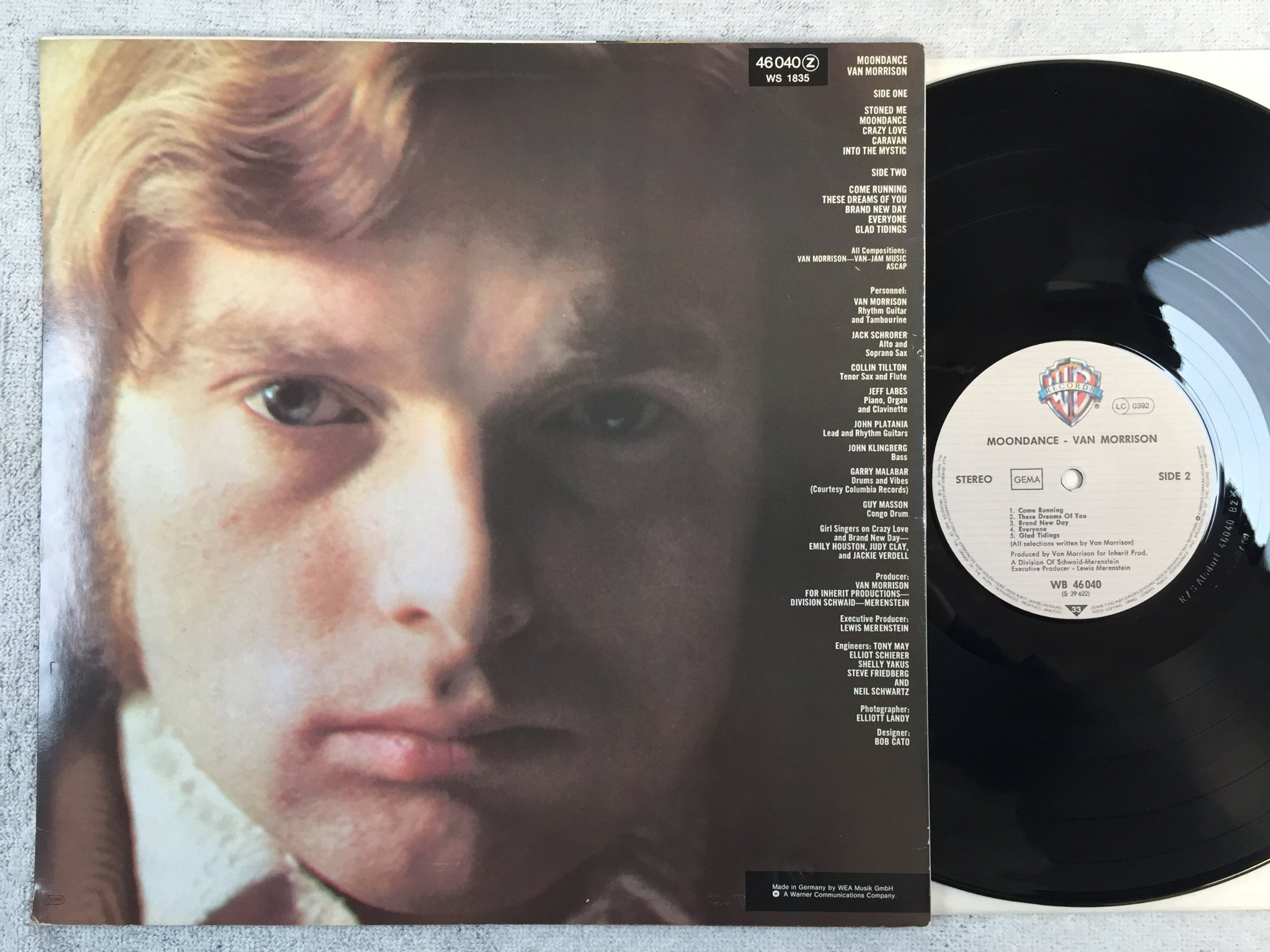 Omslagsbild för skivan VAN MORRISON moondance LP re Ger WARNER BROS WB 46 040