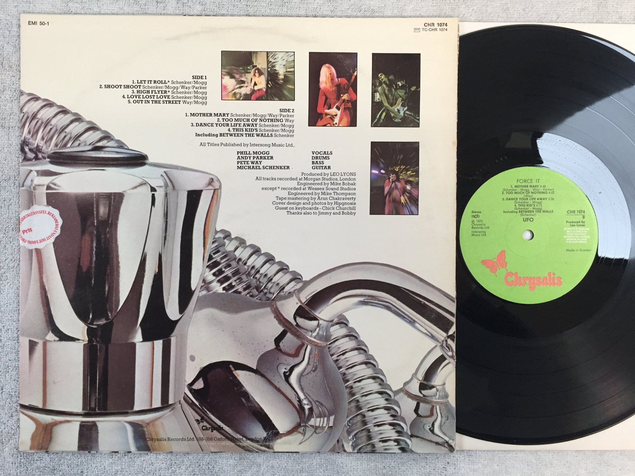 Omslagsbild för skivan UFO force it LP -75 ncb CHRYSALIS CHR 1074 