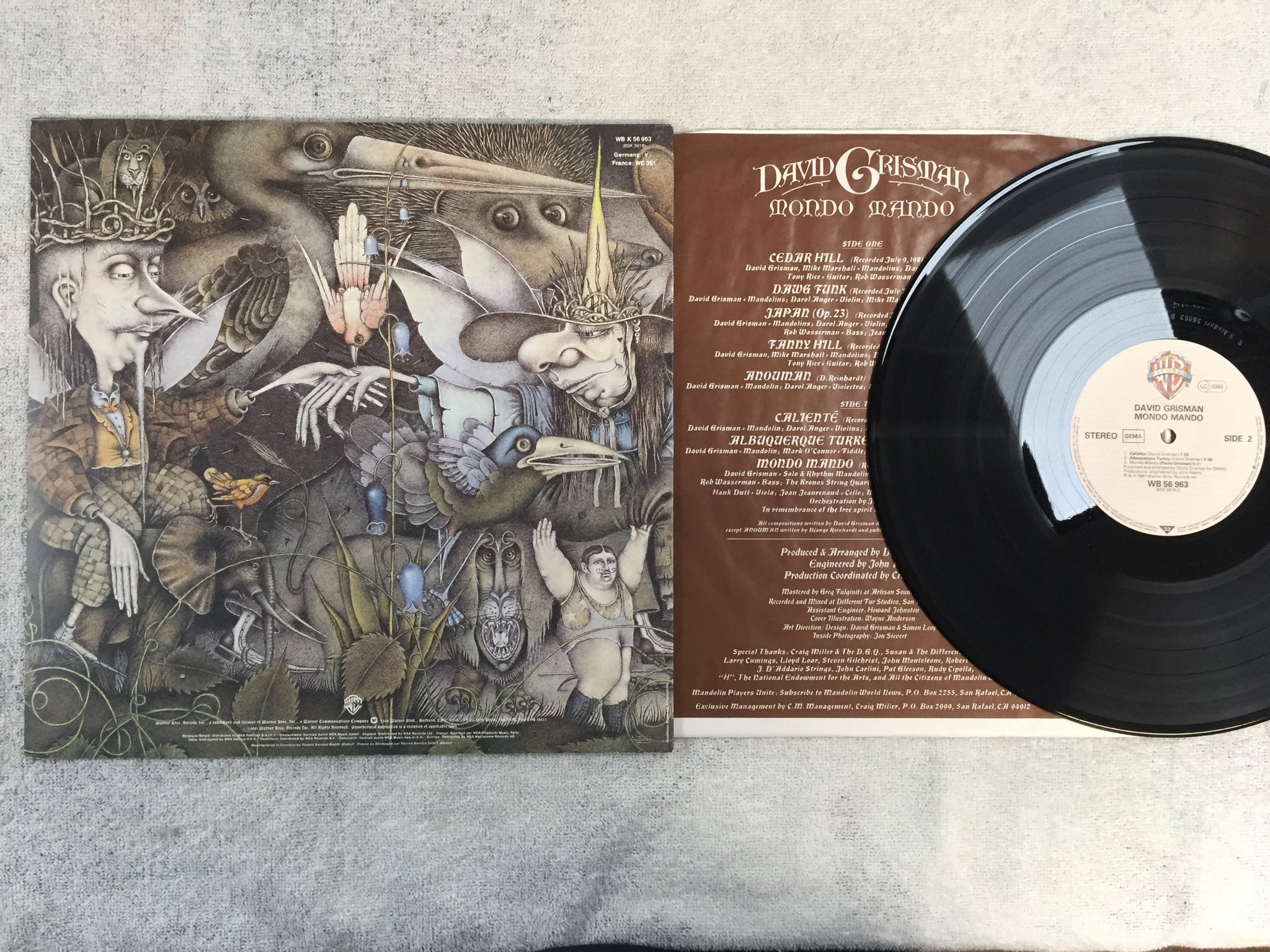 Omslagsbild för skivan DAVID GRISMAN mondo mando LP -81 Ger WARNER WB 56963