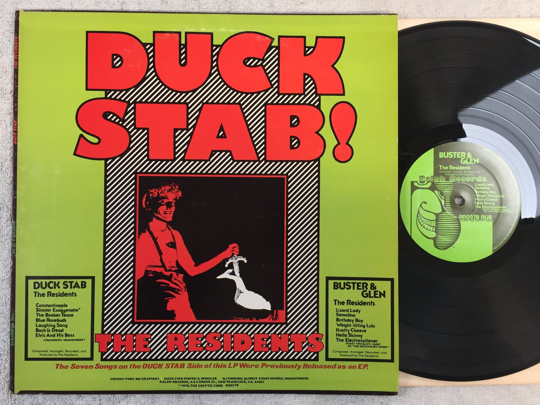 Omslagsbild för skivan THE RESIDENTS duck stab LP -78 US RALPH RECORDS RR0278 green