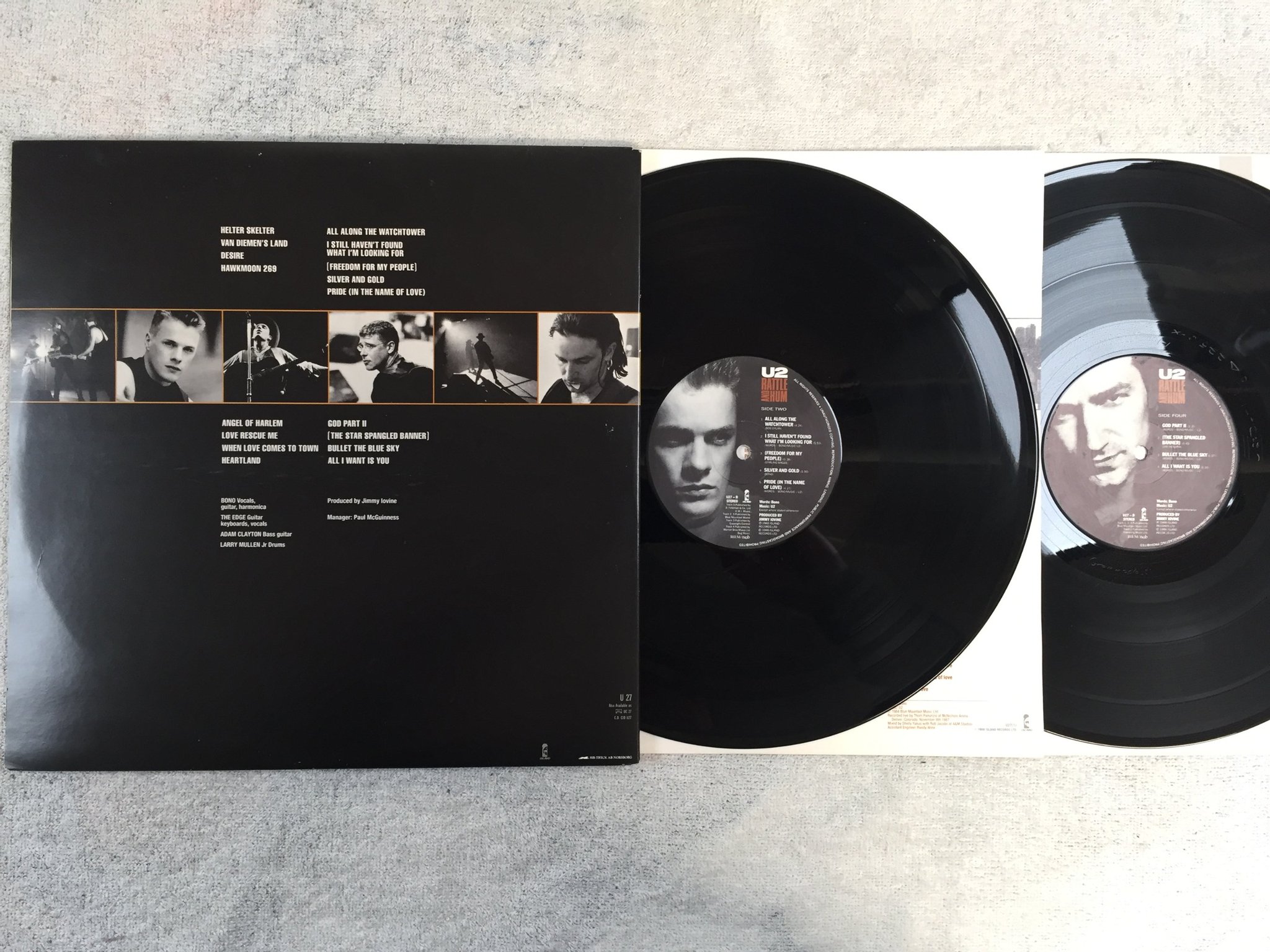 Omslagsbild för skivan U2 rattle and hum 2xLP -88 ncb ISLAND U27