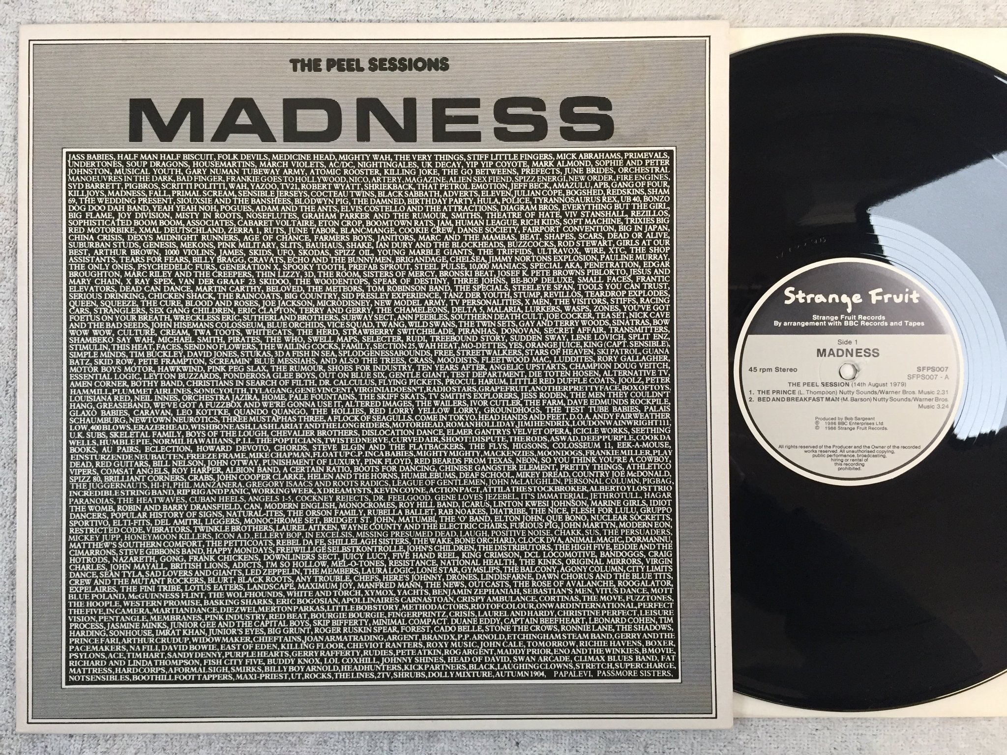 Omslagsbild för skivan MADNESS the peel sessions LP -86 UK STRANGE FRUIT SFPS007