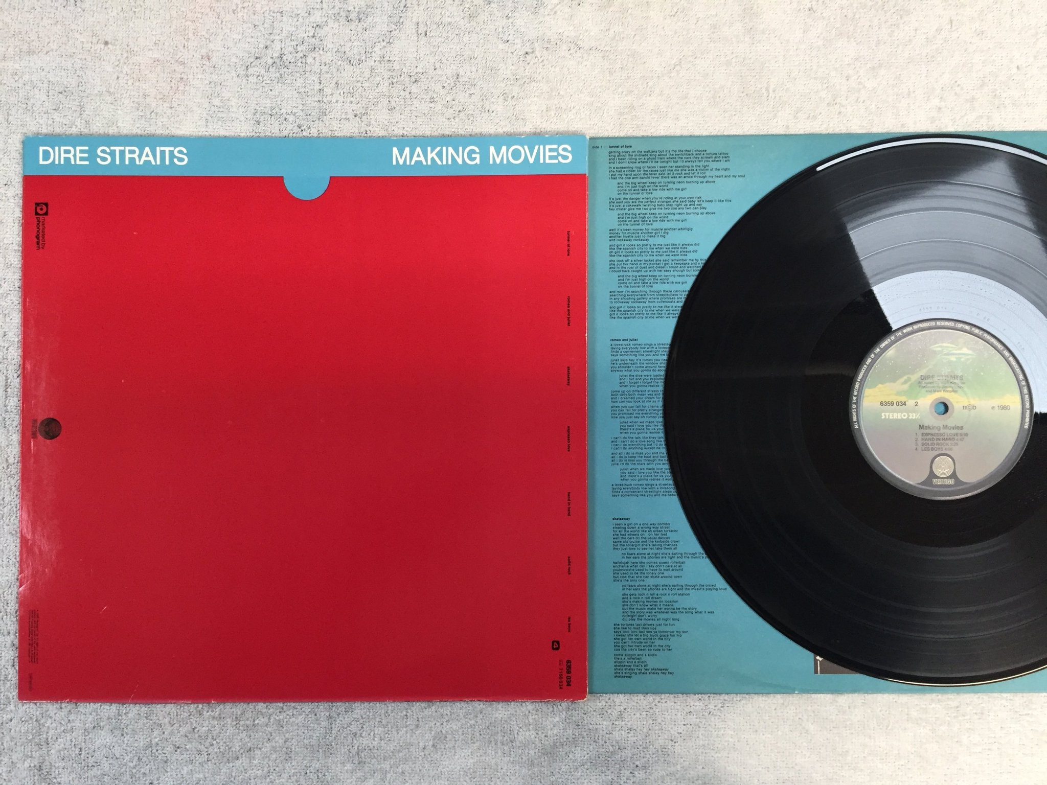 Omslagsbild för skivan DIRE STRAITS making movies LP -80 ncb VERTIGO 6359034
